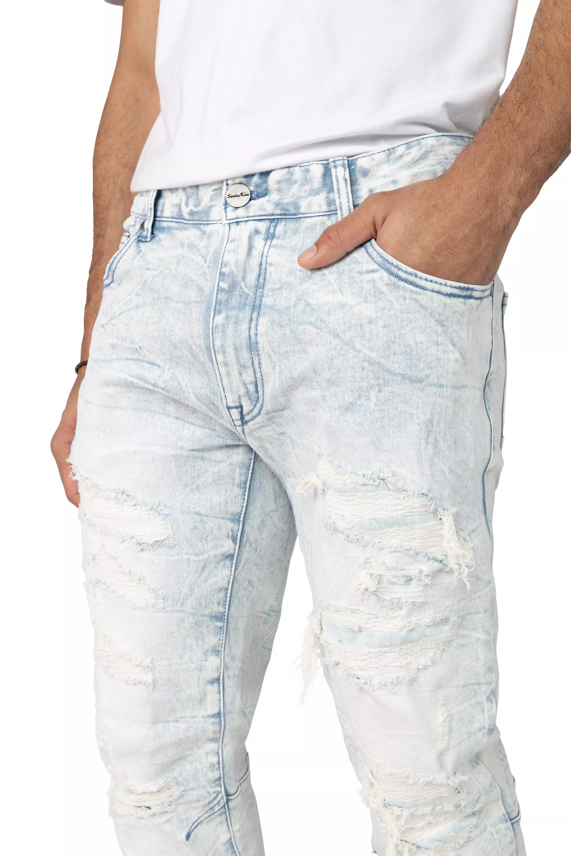 Smoke Rise Men's Brilliant Blue Slim Fit Denim Jeans - LT BLUE