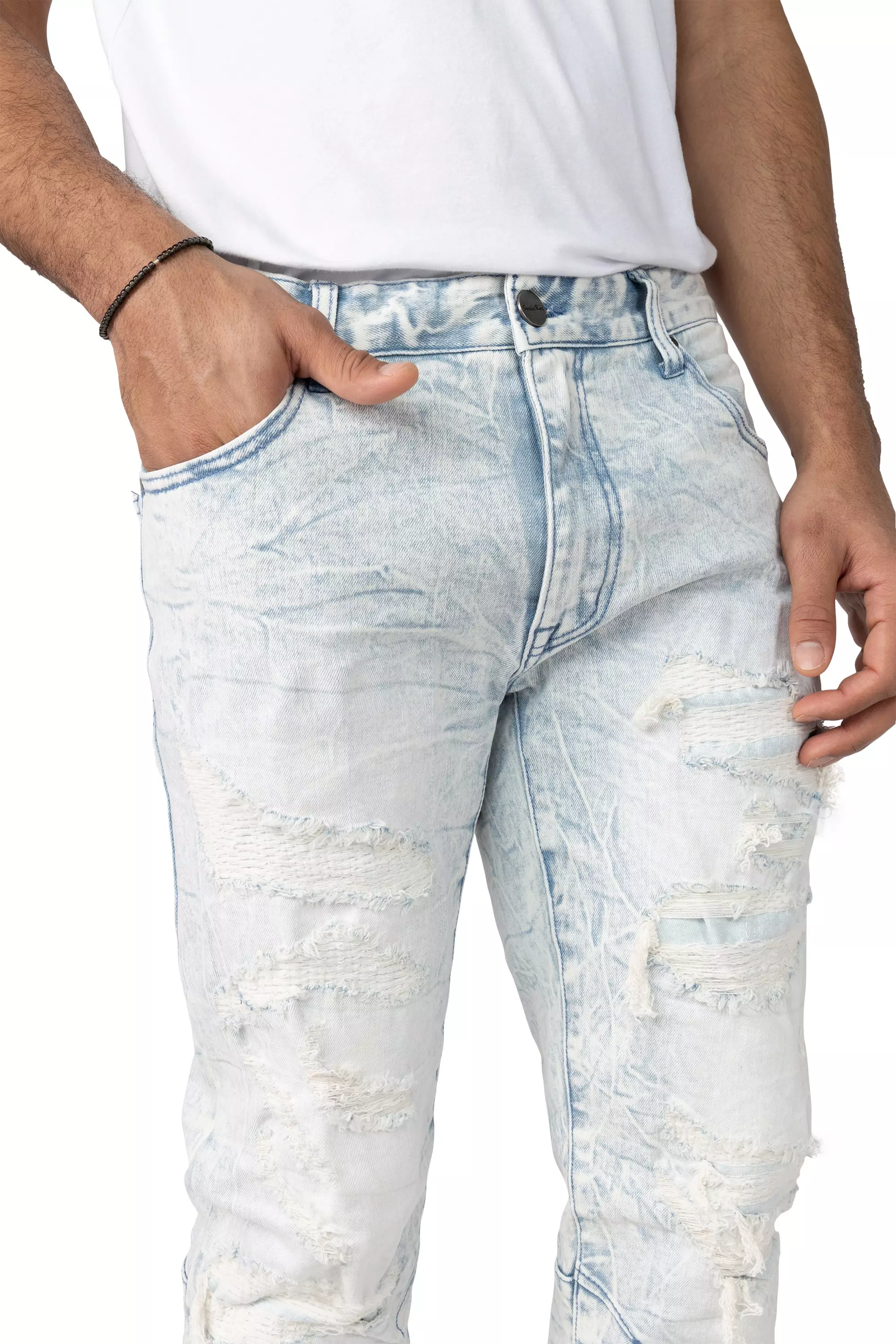 Smoke Rise Men's Brilliant Blue Slim Fit Denim Jeans - LT BLUE