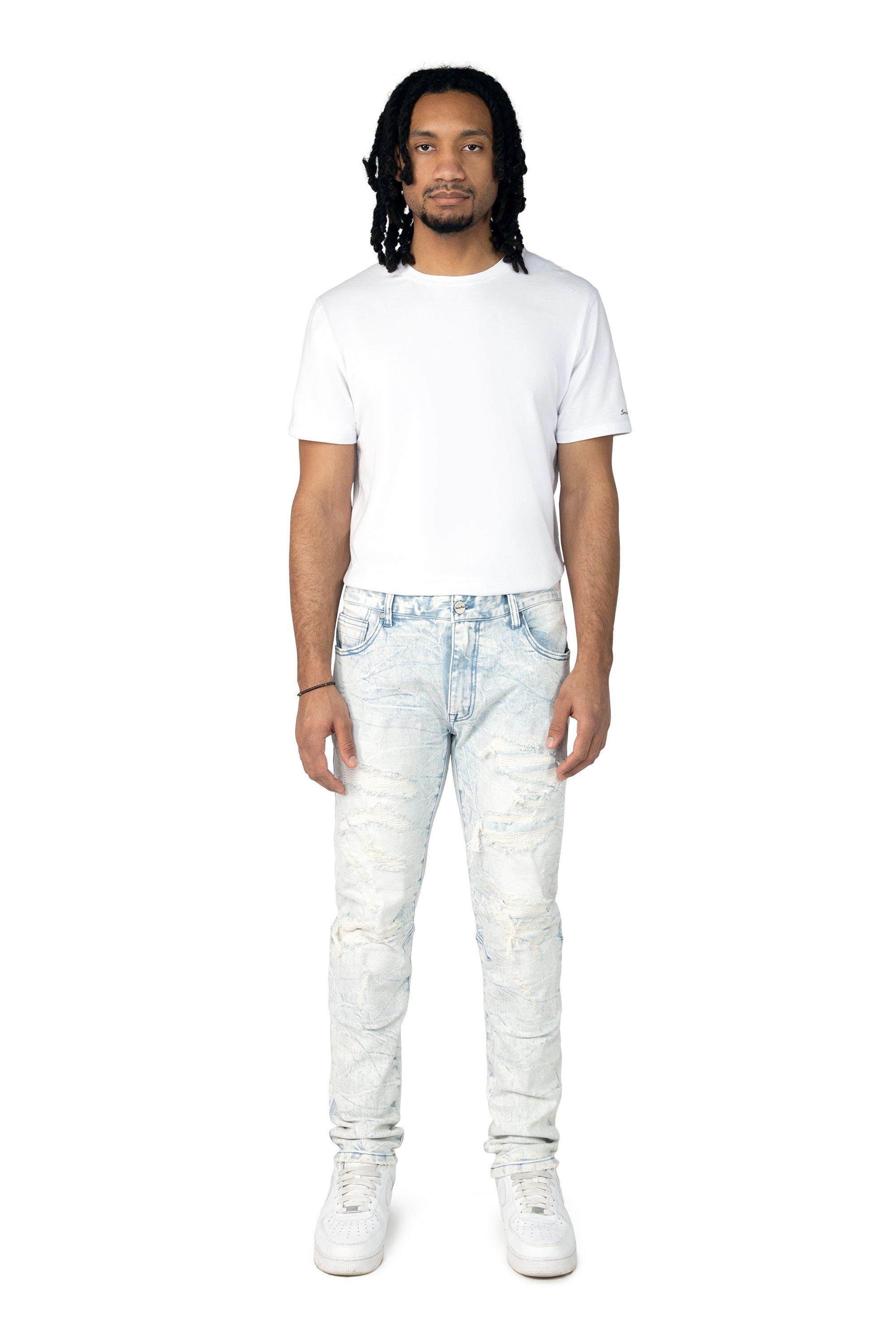 Smoke Rise Men's Brilliant Blue Slim Fit Denim Jeans - LT BLUE Thumbnail View 7