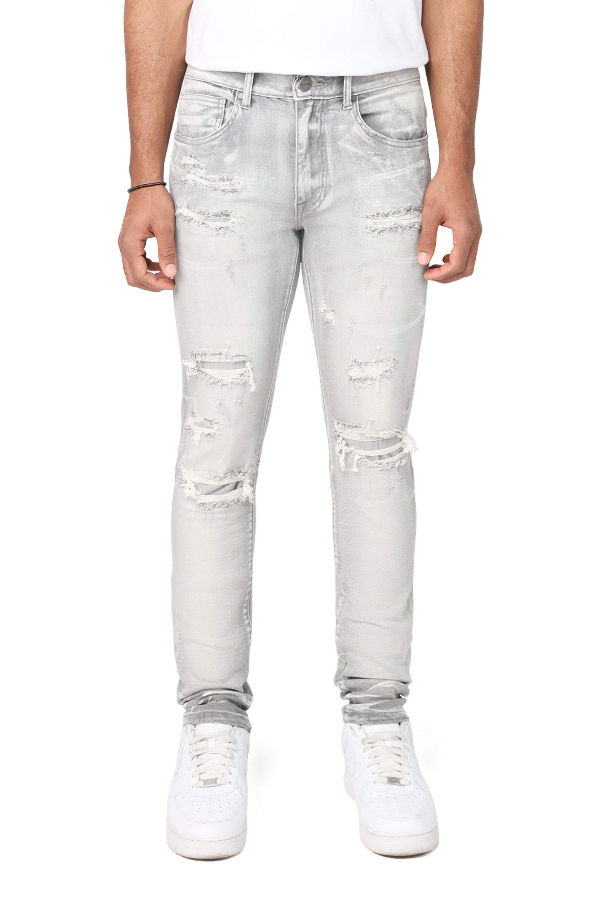 Smoke Rise Men's Slim Fit Radiant Denim Jeans - Grey - GREY Thumbnail View 1