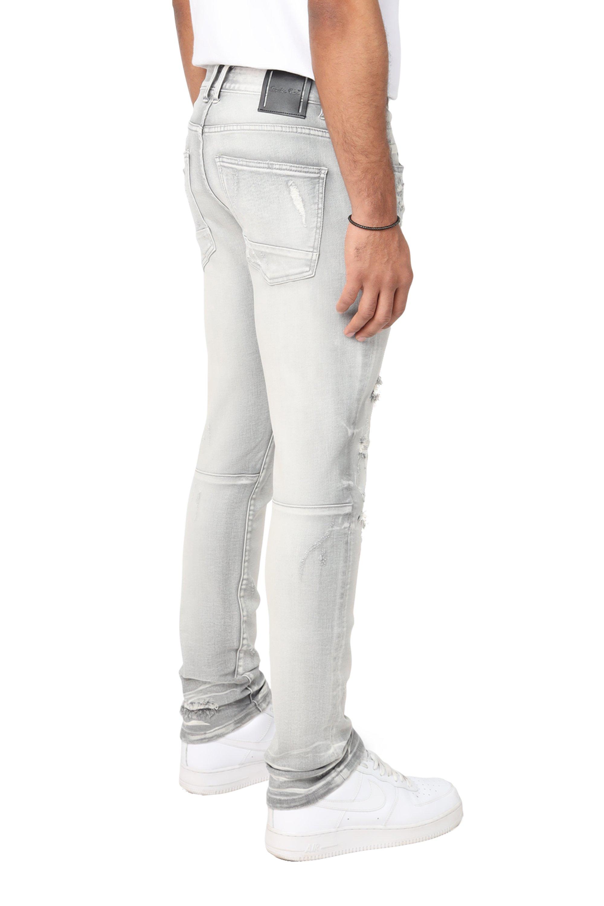 Smoke Rise Men's Slim Fit Radiant Denim Jeans - Grey - GREY Thumbnail View 2