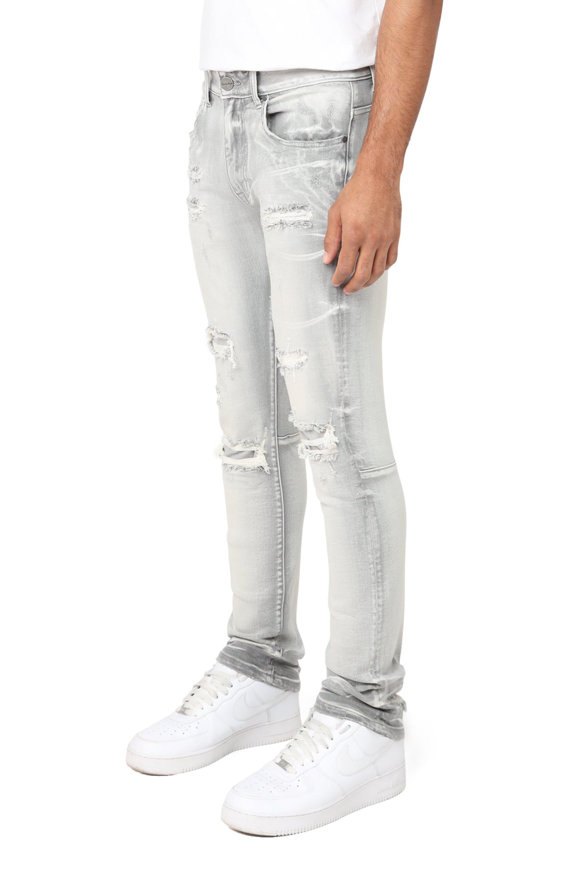 Smoke Rise Men's Slim Fit Radiant Denim Jeans - Grey - GREY Thumbnail View 3