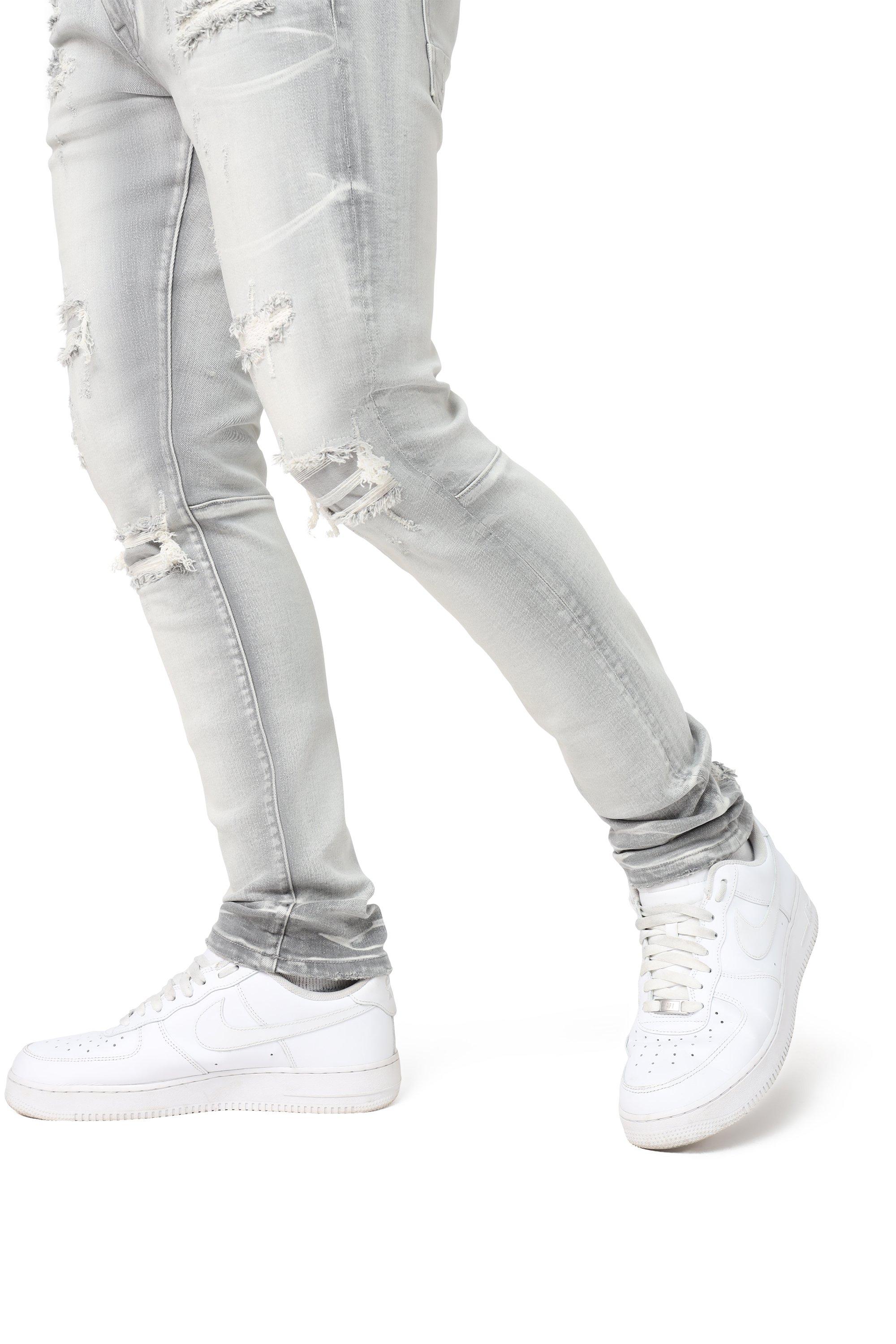 Smoke Rise Men's Slim Fit Radiant Denim Jeans - Grey - GREY Thumbnail View 5