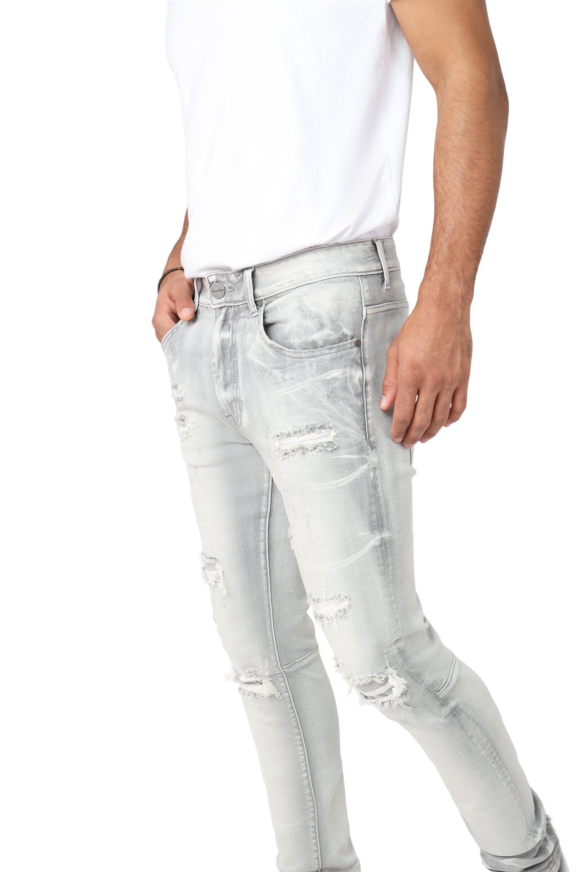 Smoke Rise Men's Slim Fit Radiant Denim Jeans - Grey - GREY Thumbnail View 8