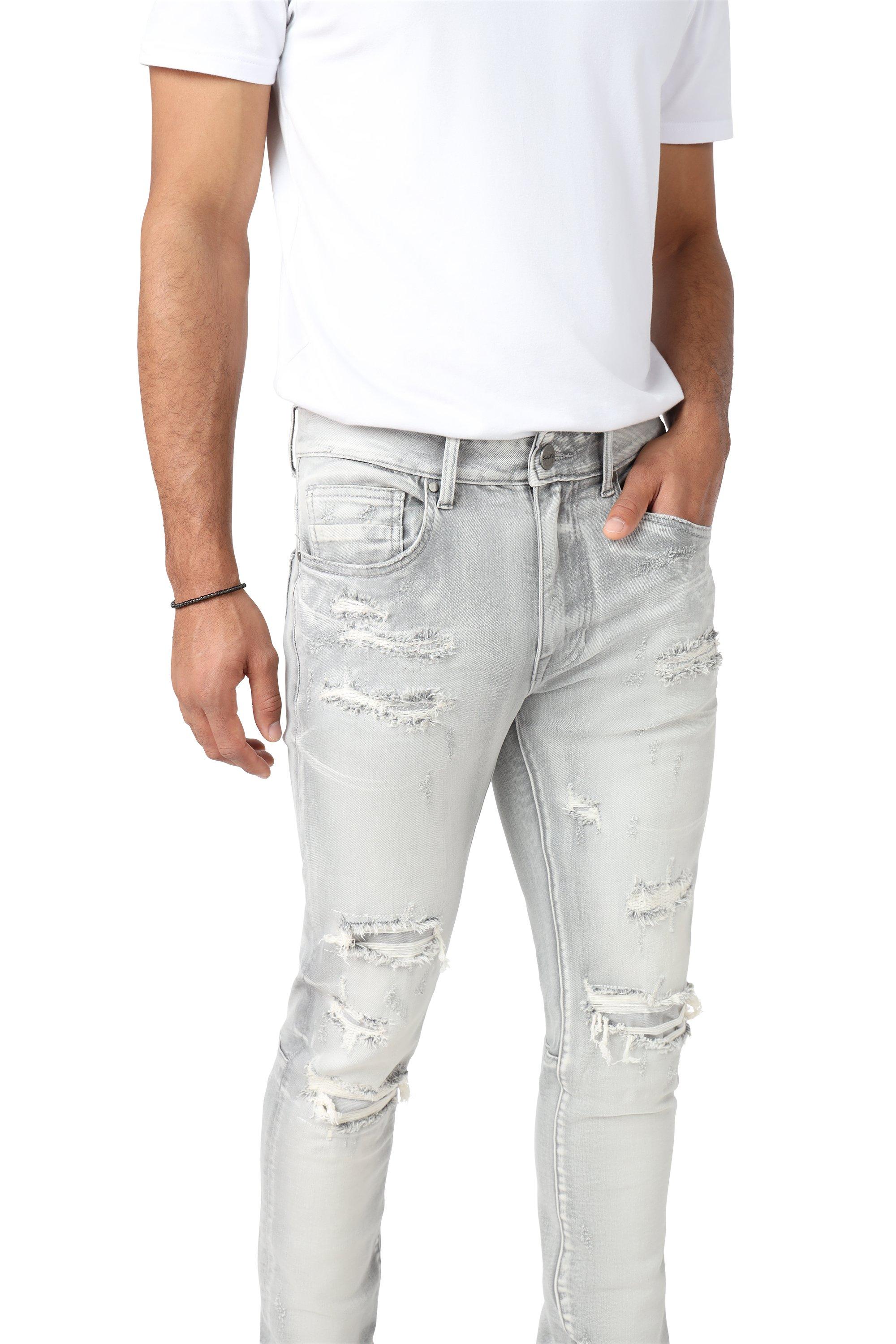 Smoke Rise Men's Slim Fit Radiant Denim Jeans - Grey - GREY Thumbnail View 7