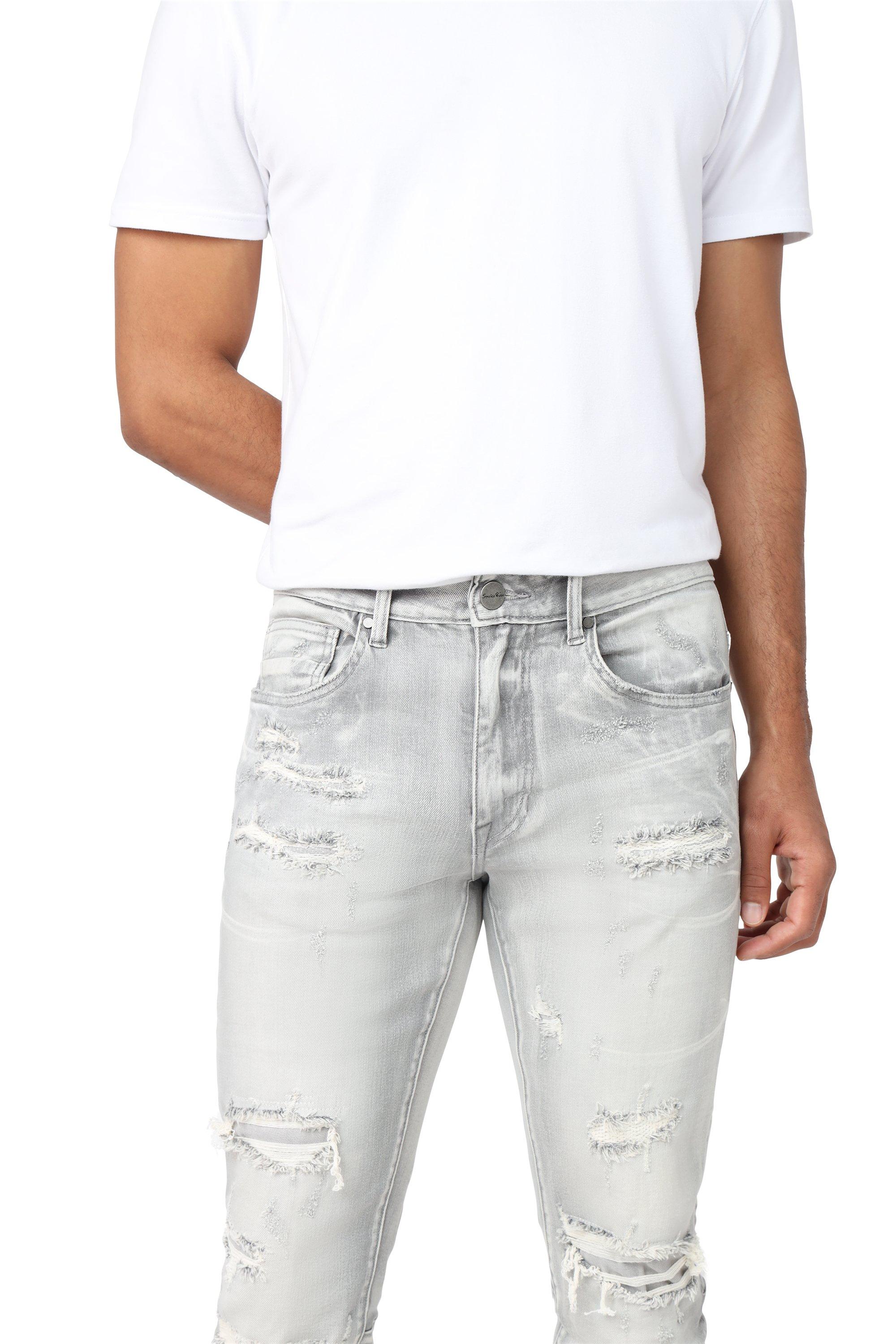 Smoke Rise Men's Slim Fit Radiant Denim Jeans - Grey - GREY Thumbnail View 9