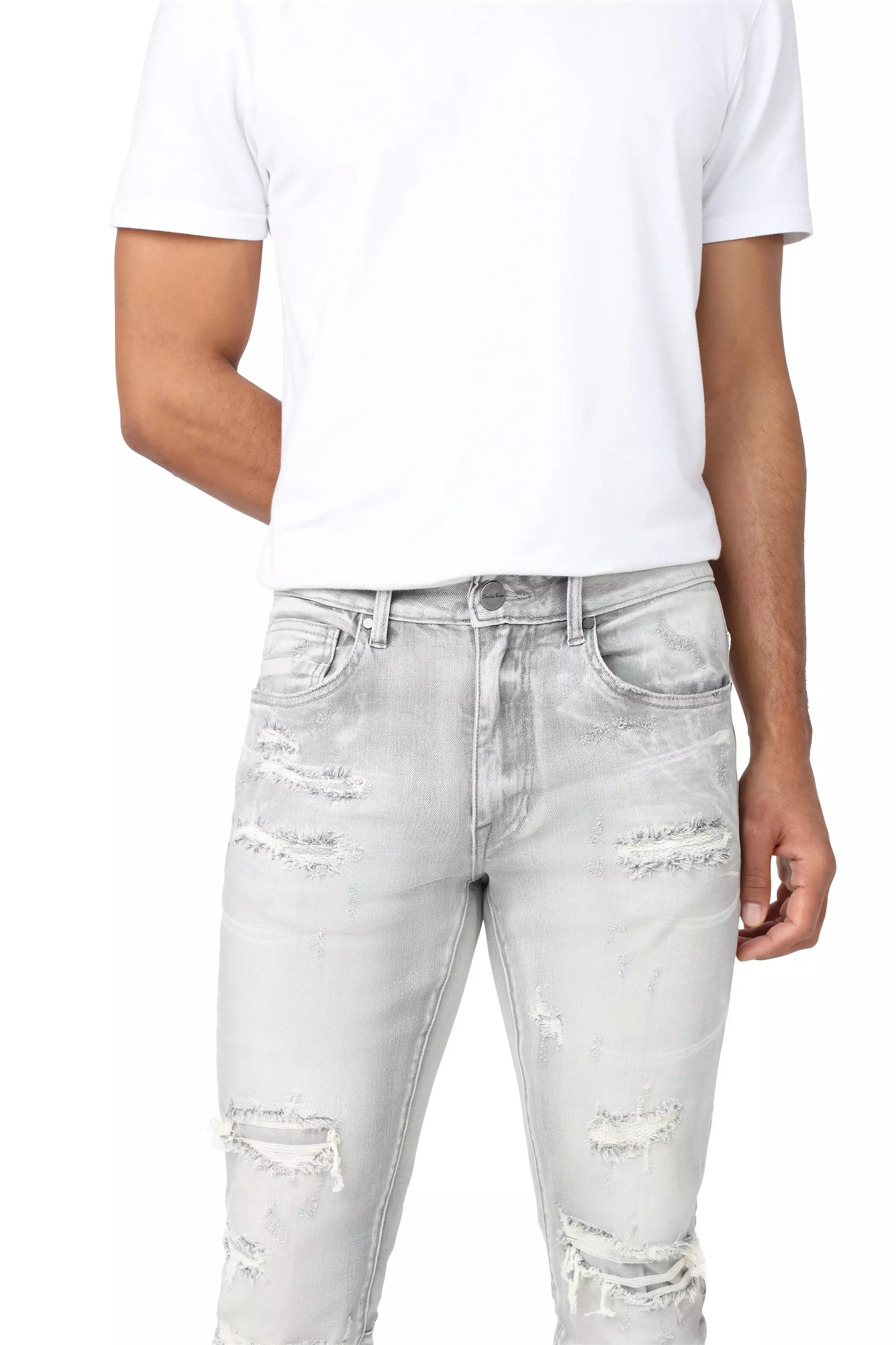 Smoke Rise Men's Slim Fit Radiant Denim Jeans - Grey - GREY