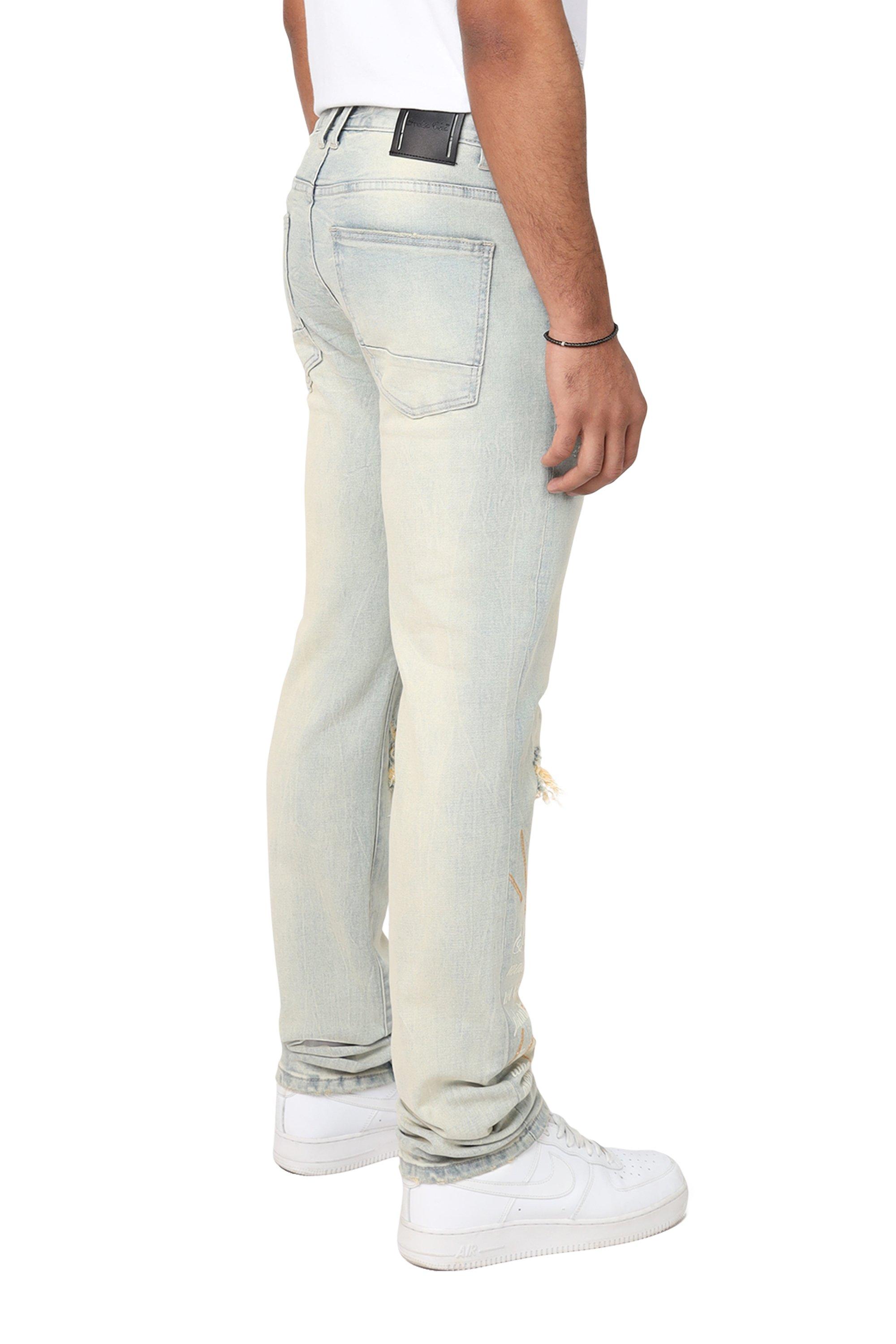 Smoke Rise Men's Slim Fit Seville Denim Jeans - Tandoori Rose - LT BLUE Thumbnail View 2