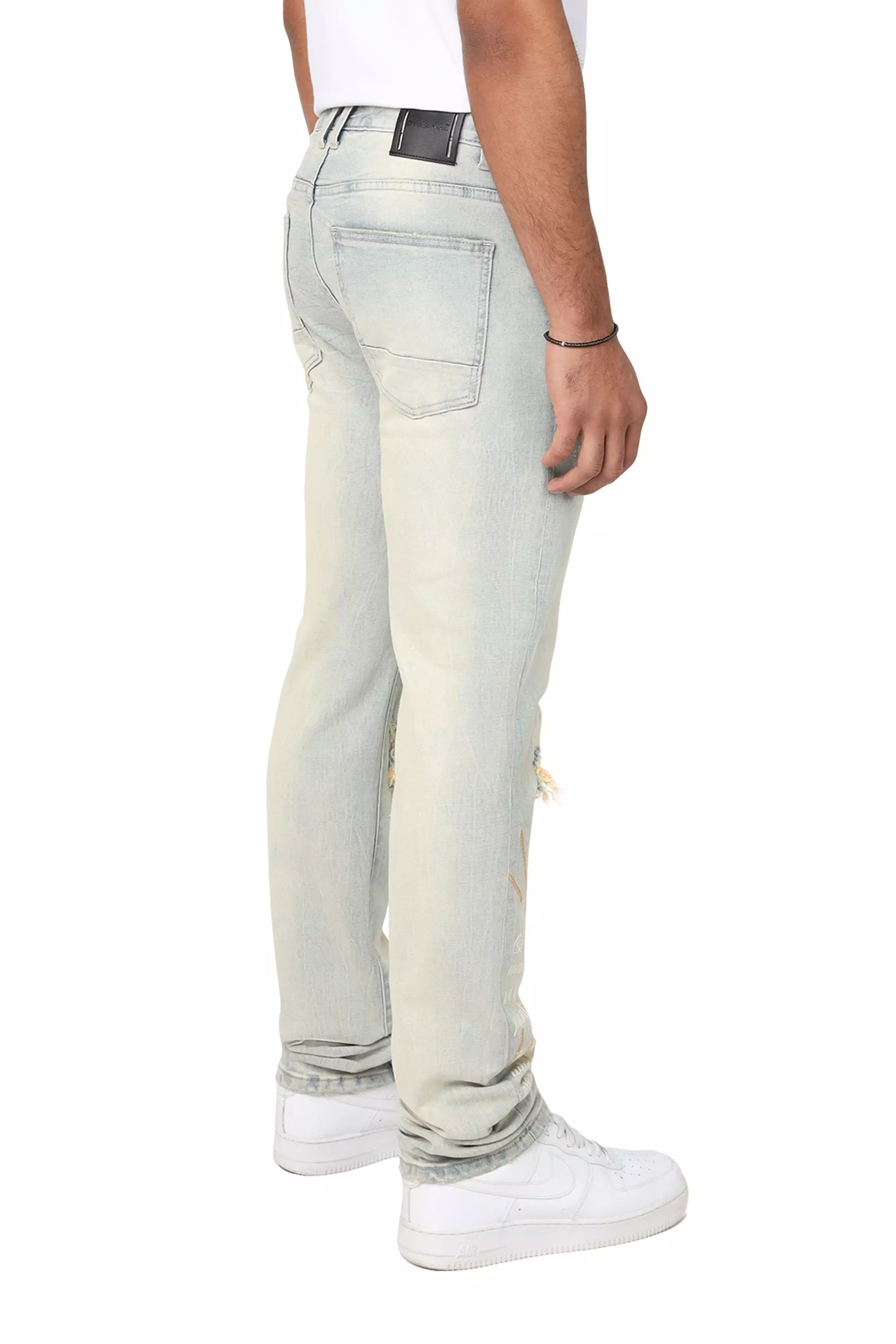 Smoke Rise Men's Slim Fit Seville Denim Jeans - Tandoori Rose - LT BLUE