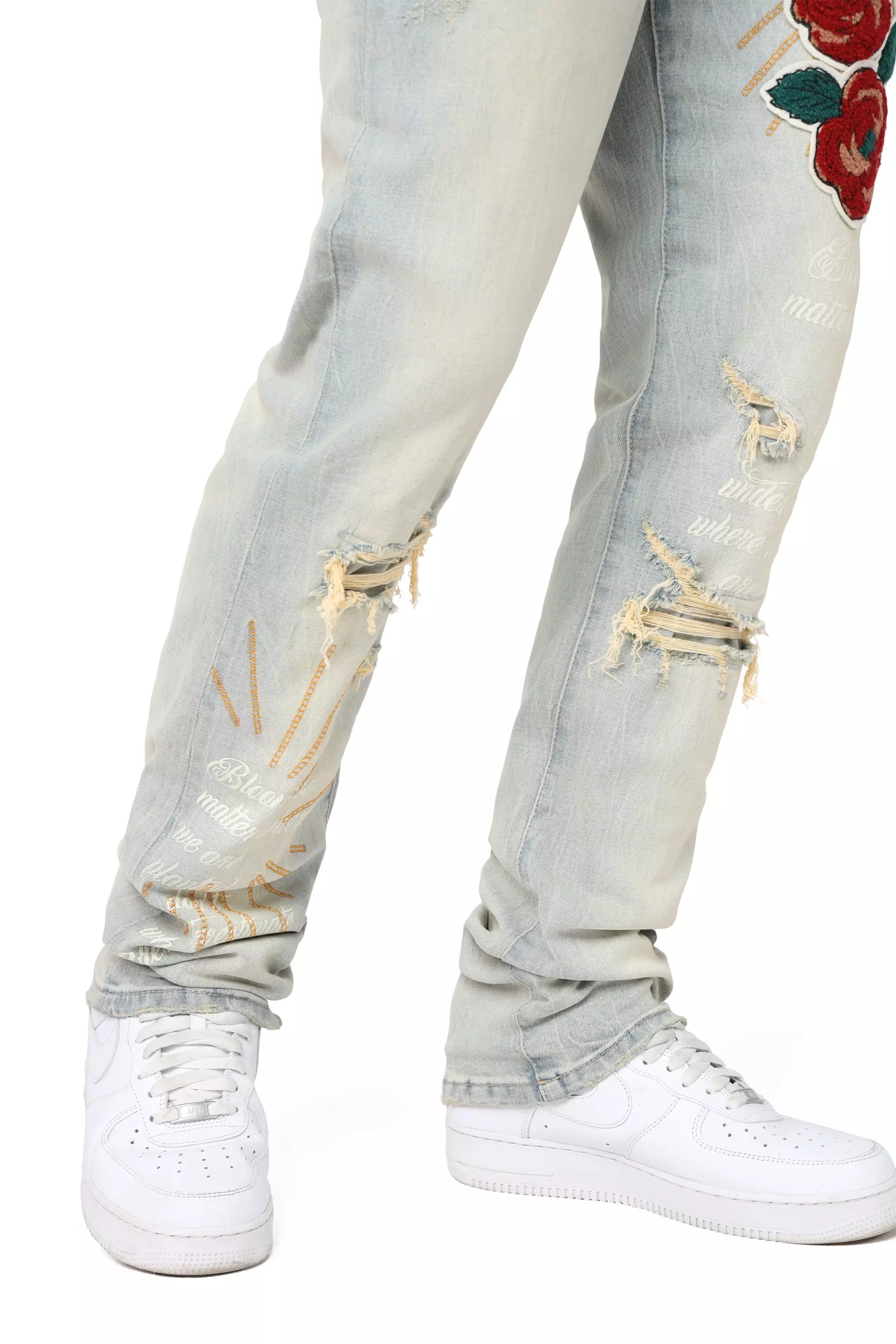 Smoke Rise Men's Slim Fit Seville Denim Jeans - Tandoori Rose - LT BLUE