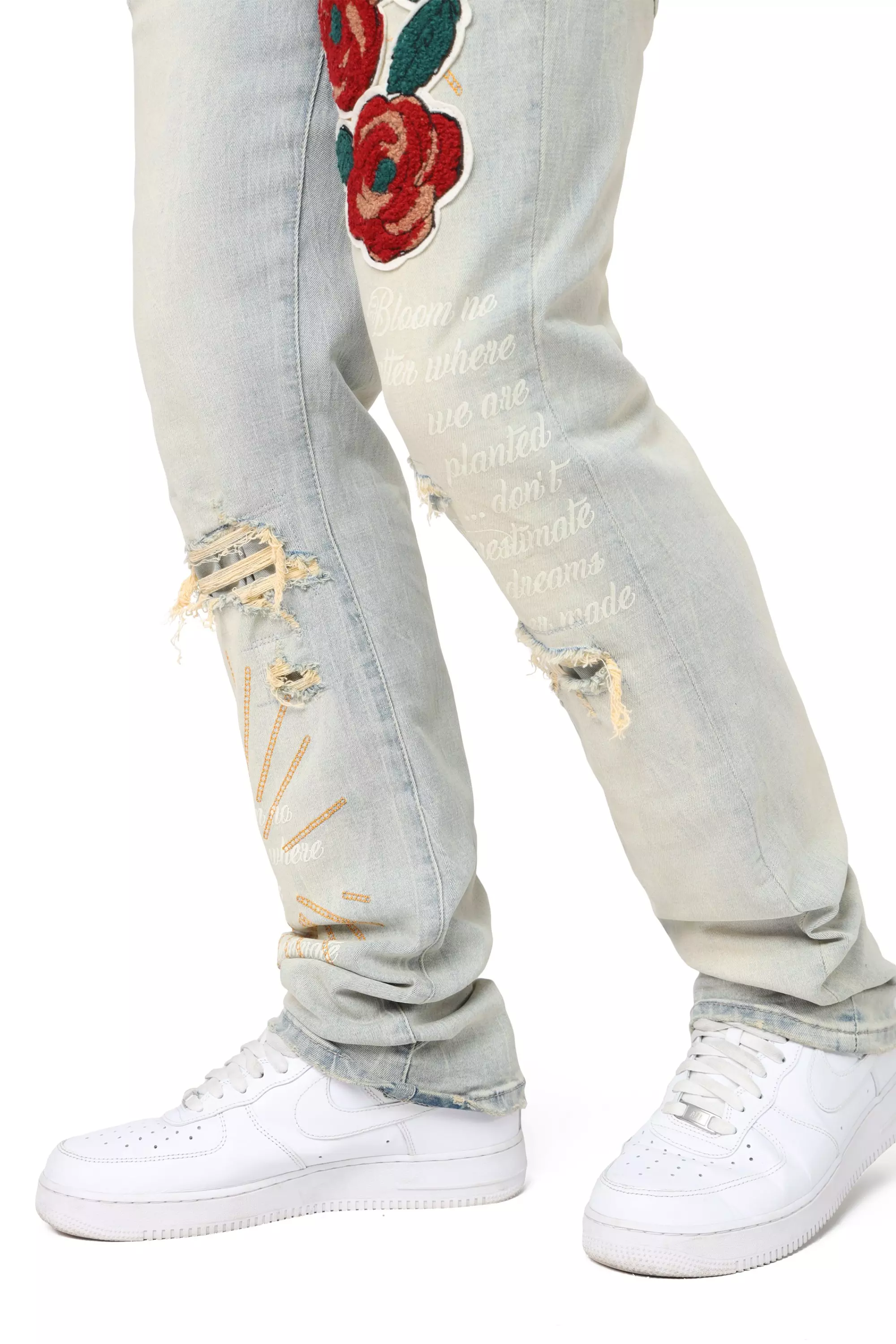 Smoke Rise Men's Slim Fit Seville Denim Jeans - Tandoori Rose - LT BLUE