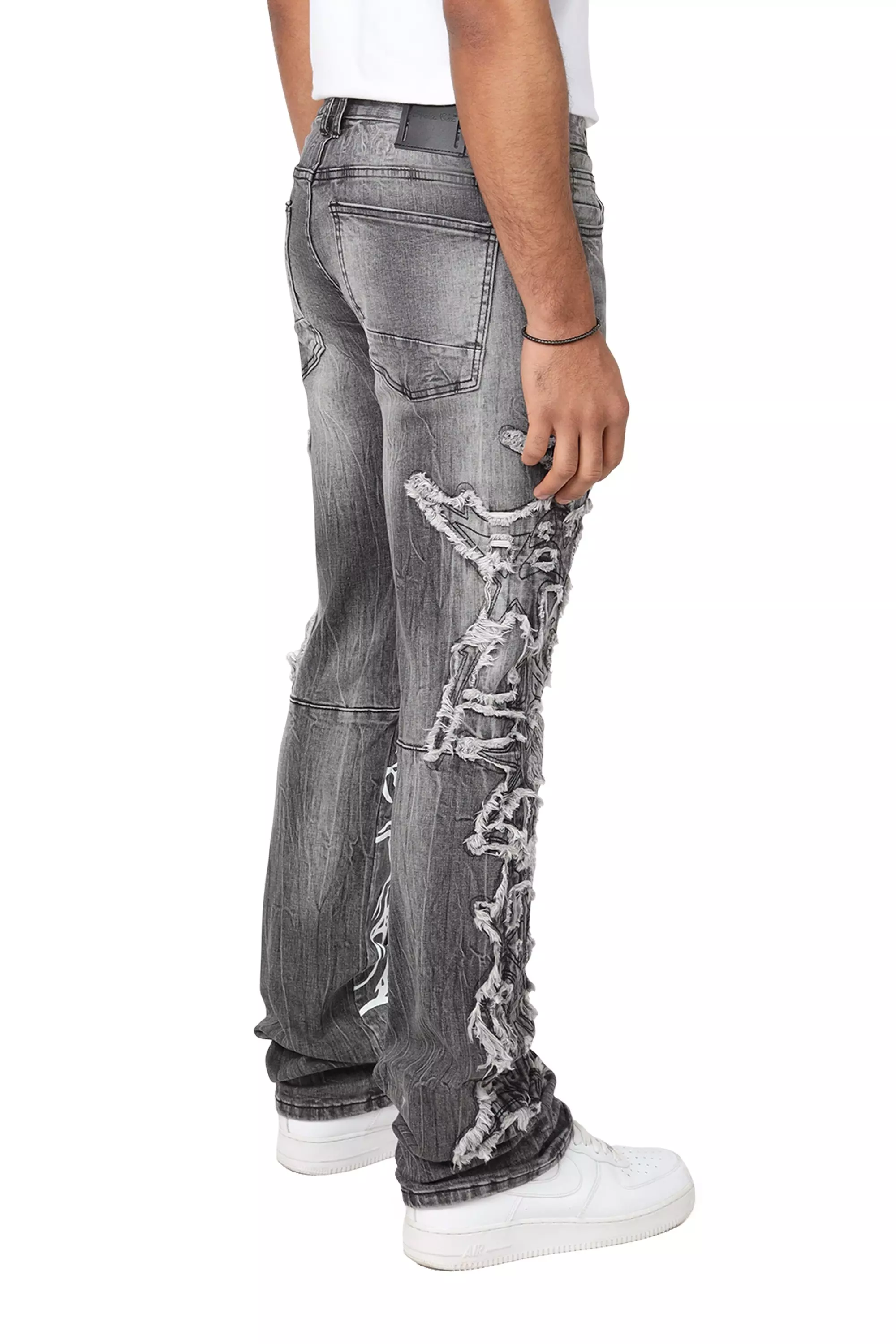 Smoke Rise Men's Dystopia Shibuya Slim Fit Denim Jeans - Black - BLACK