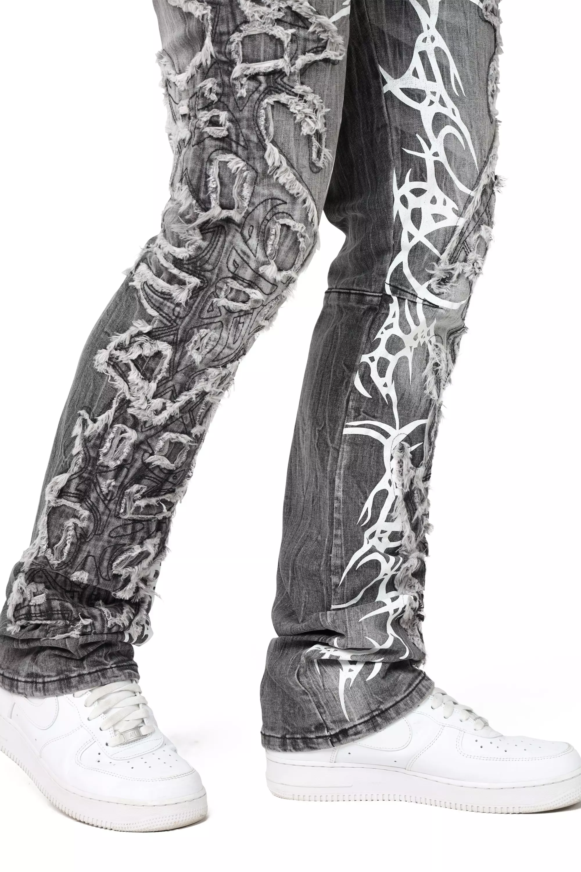 Smoke Rise Men's Dystopia Shibuya Slim Fit Denim Jeans - Black - BLACK