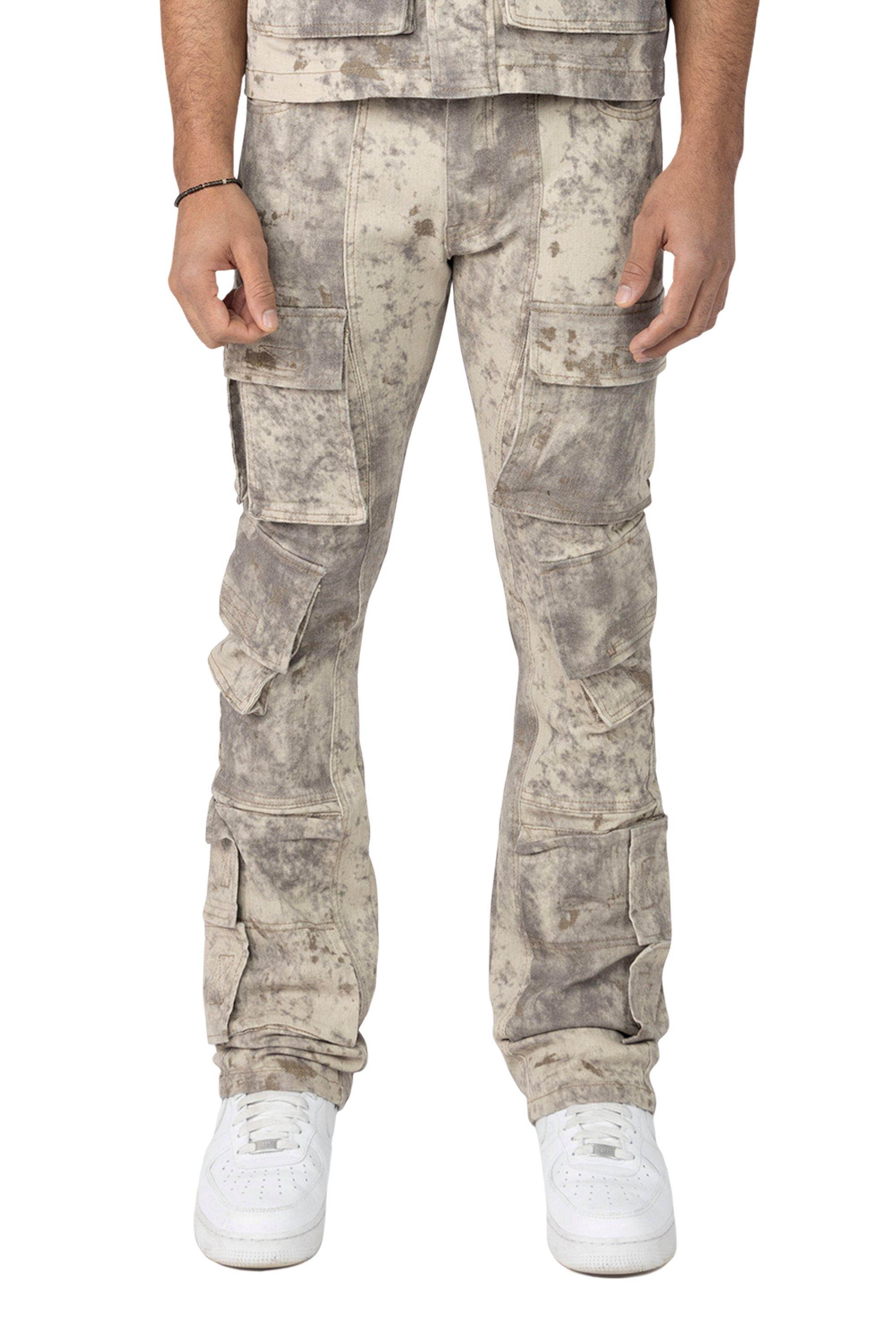 Smoke Rise Men's Solar Khaki Floral Denim Jeans - KHAKI Thumbnail View 1