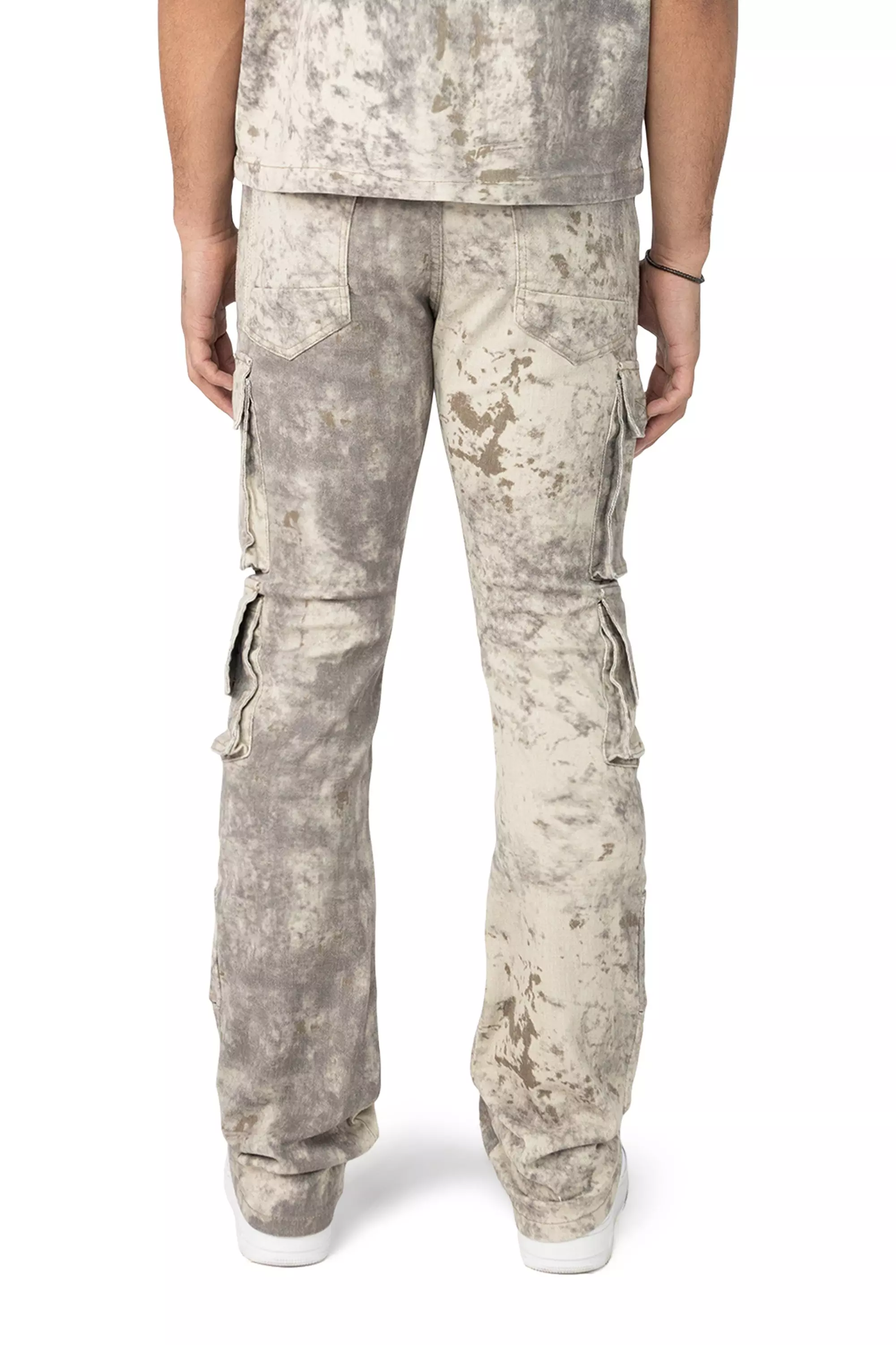 Smoke Rise Men's Solar Khaki Floral Denim Jeans - KHAKI