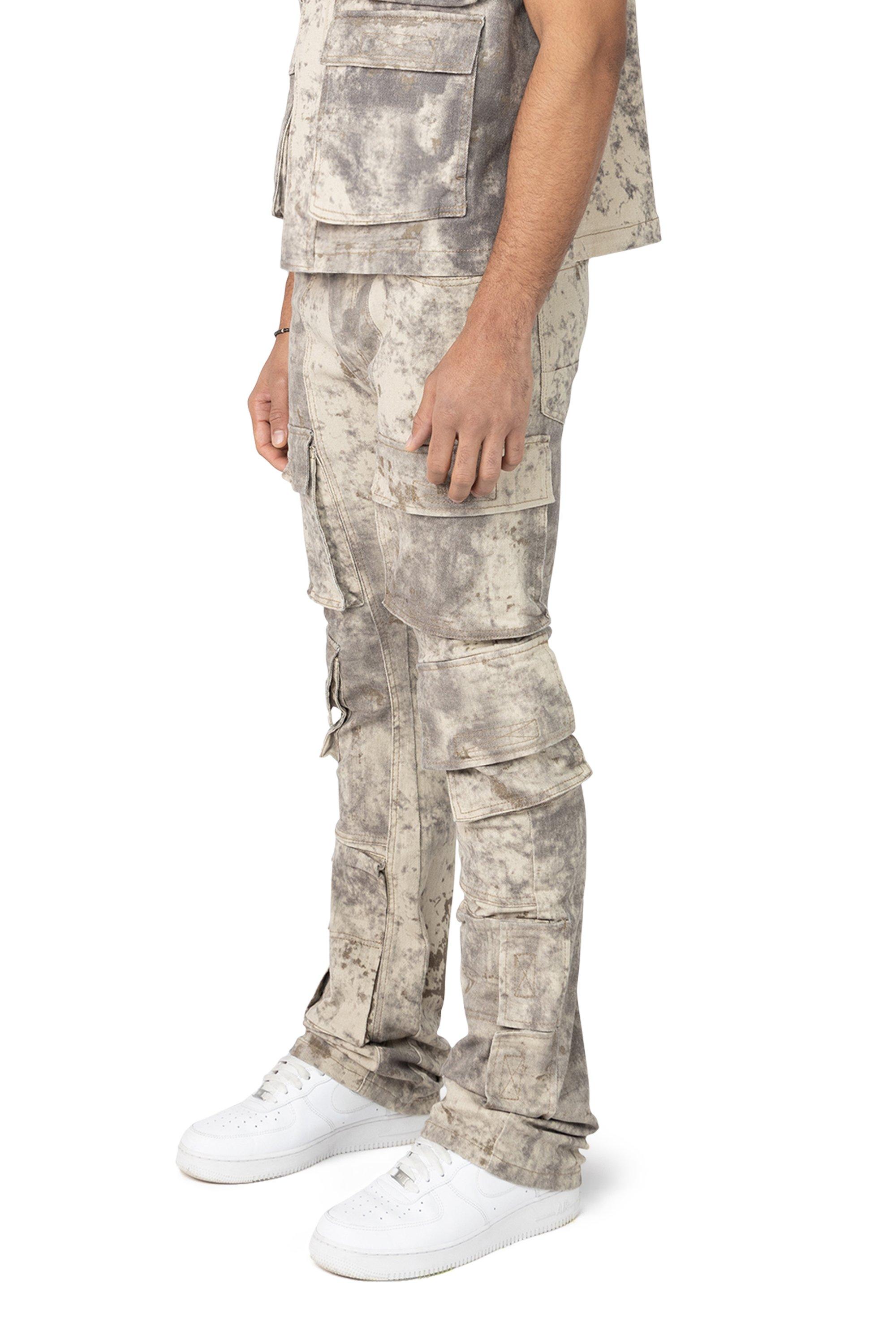 Smoke Rise Men's Solar Khaki Floral Denim Jeans - KHAKI Thumbnail View 3