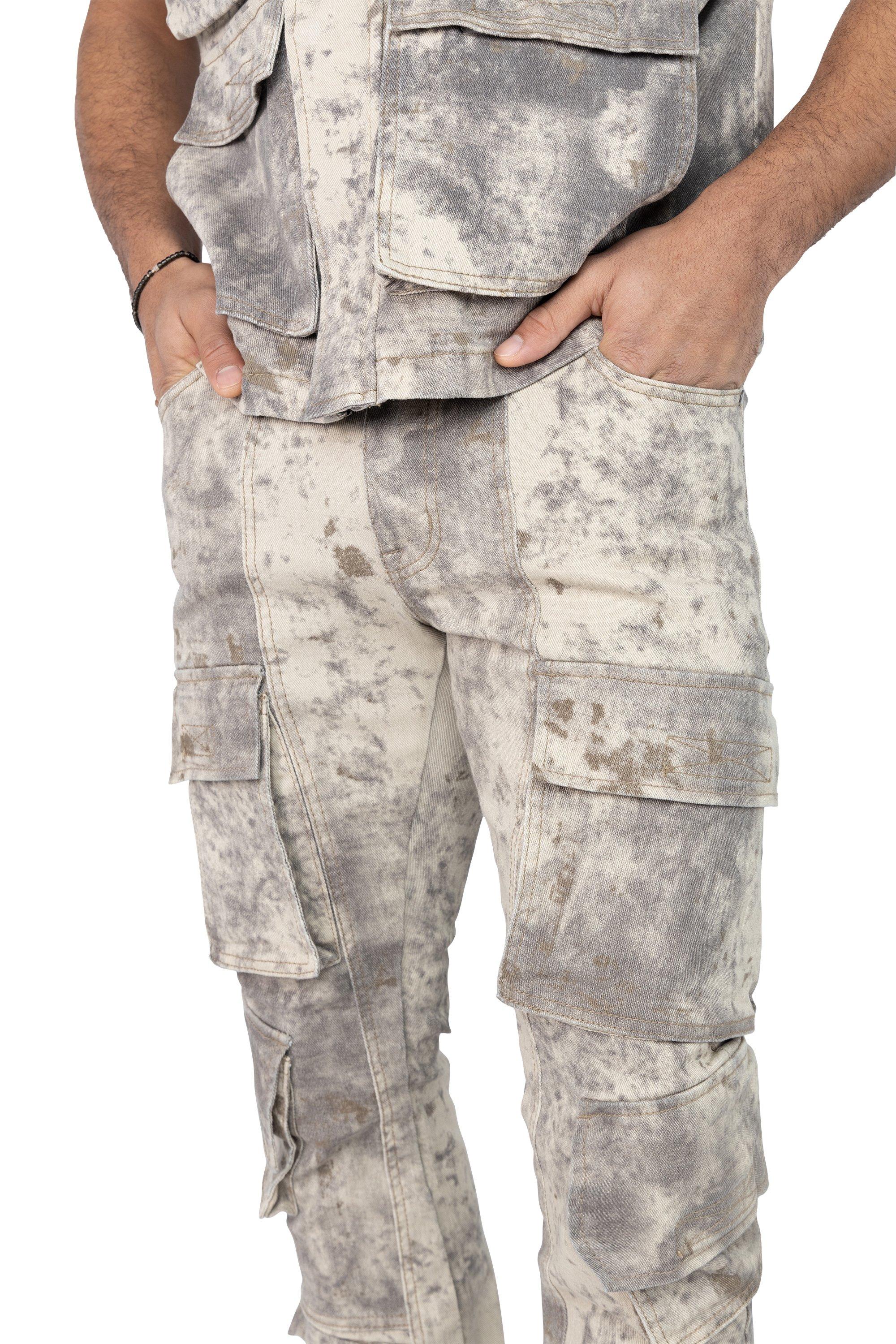 Smoke Rise Men's Solar Khaki Floral Denim Jeans - KHAKI Thumbnail View 4