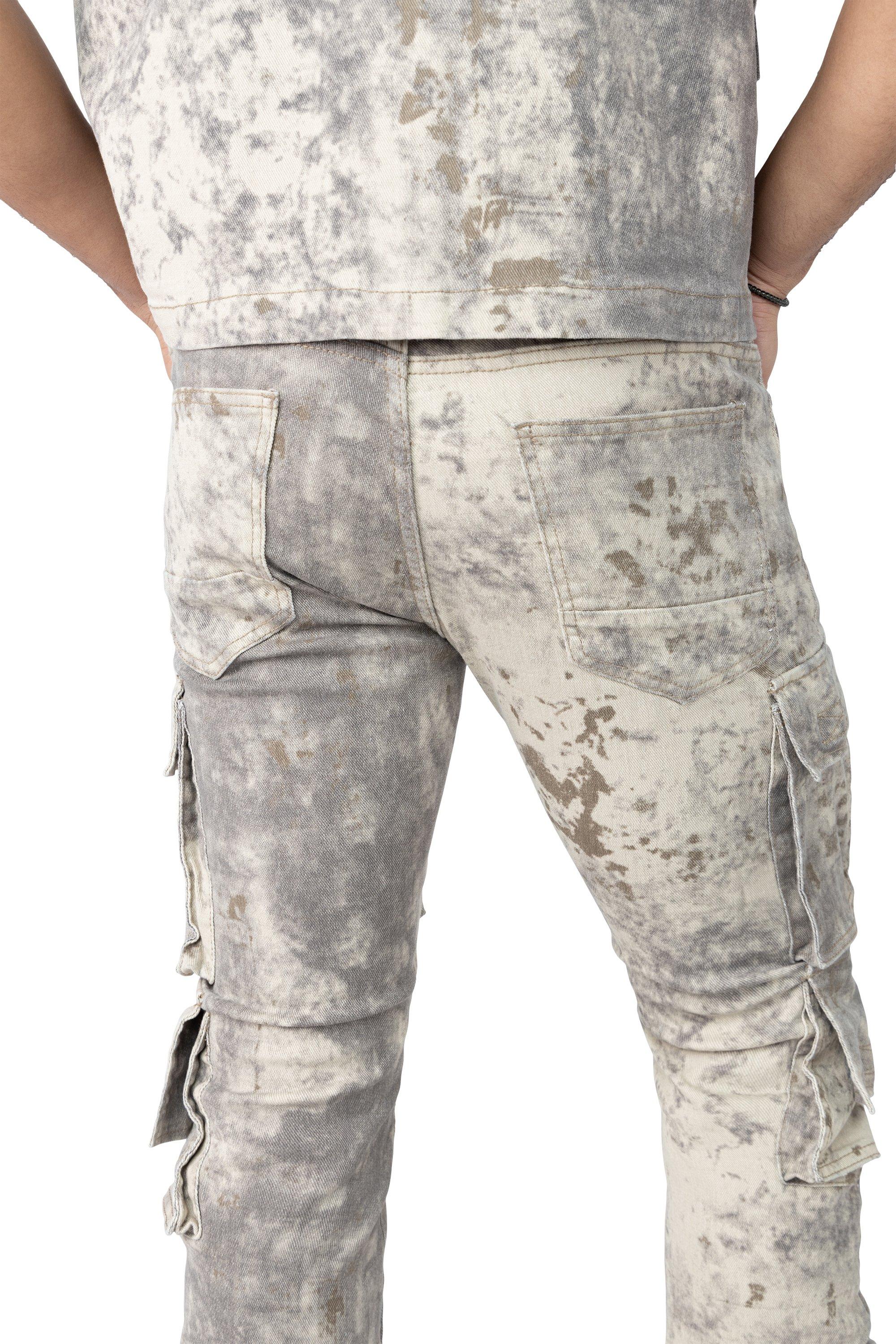 Smoke Rise Men's Solar Khaki Floral Denim Jeans - KHAKI Thumbnail View 5