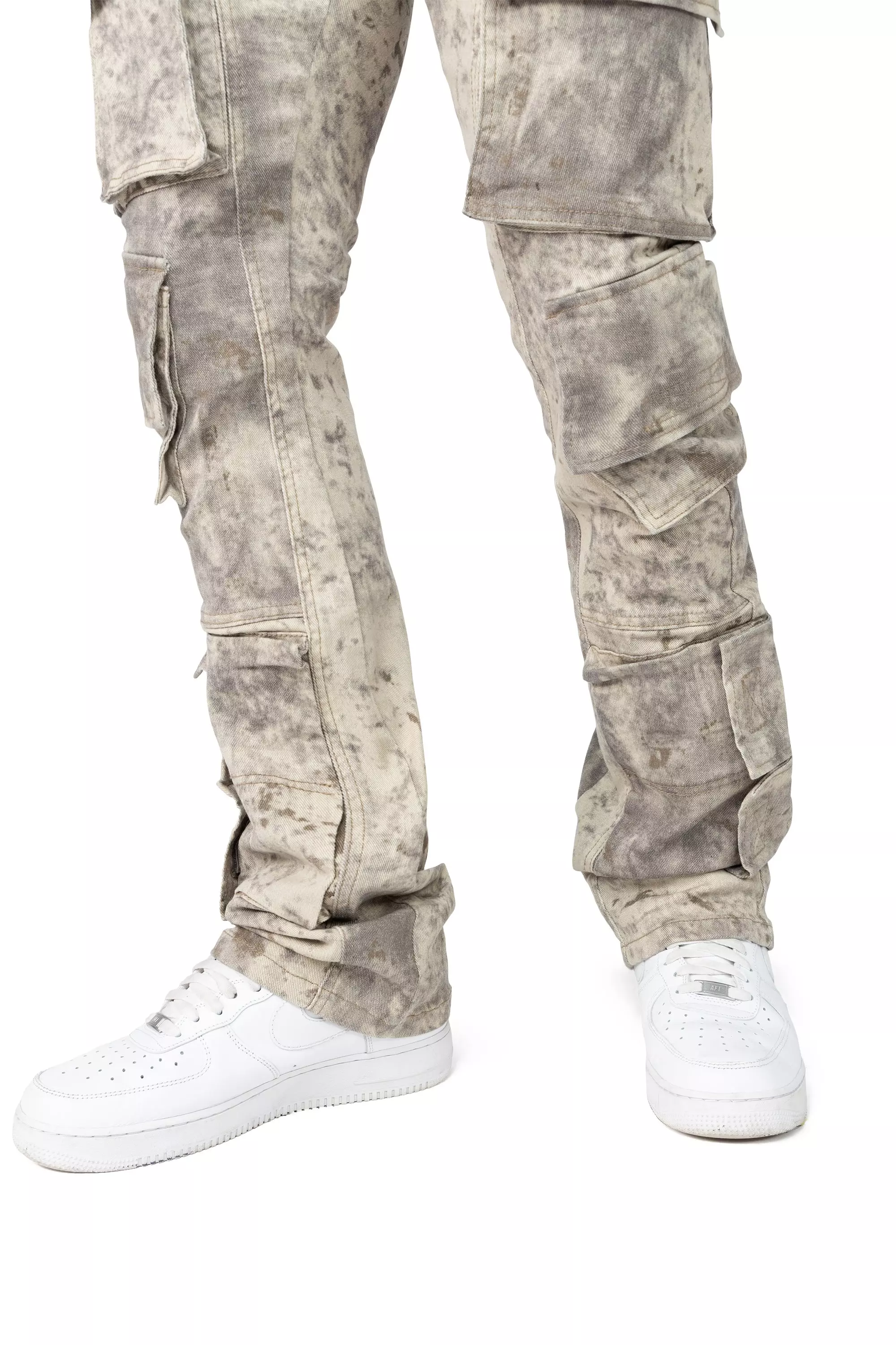 Smoke Rise Men's Solar Khaki Floral Denim Jeans - KHAKI