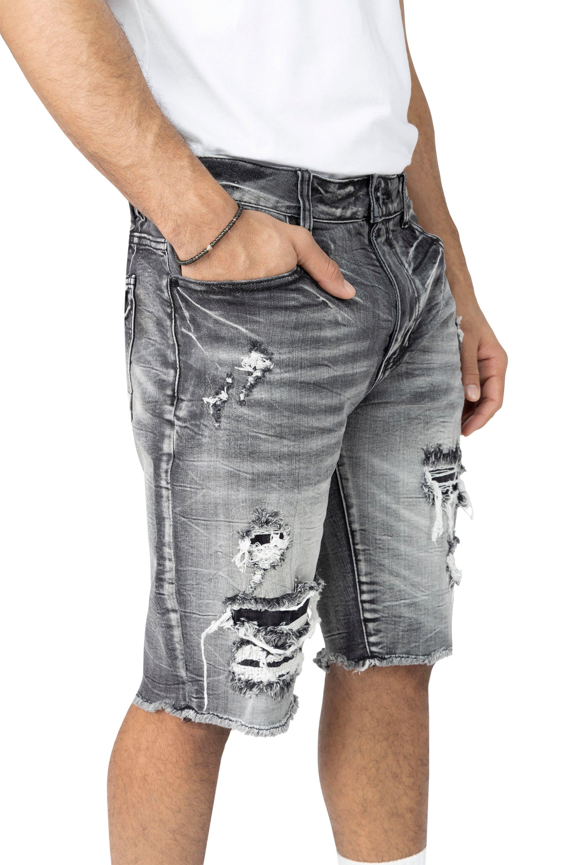 Smoke Rise Men's Agate Denim Shorts - Grey - GREY Thumbnail View 3