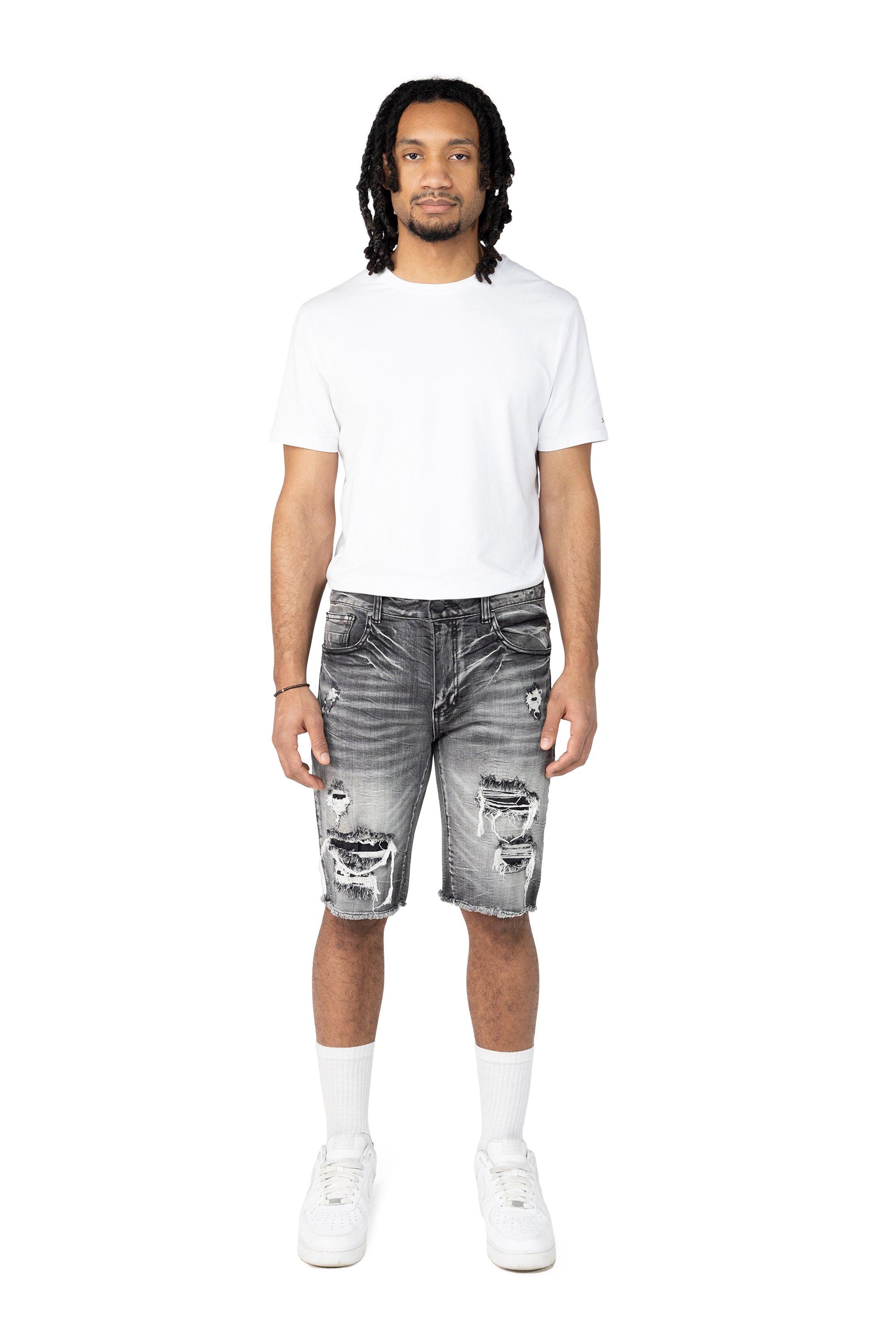 Smoke Rise Men's Agate Denim Shorts - Grey - GREY Thumbnail View 4