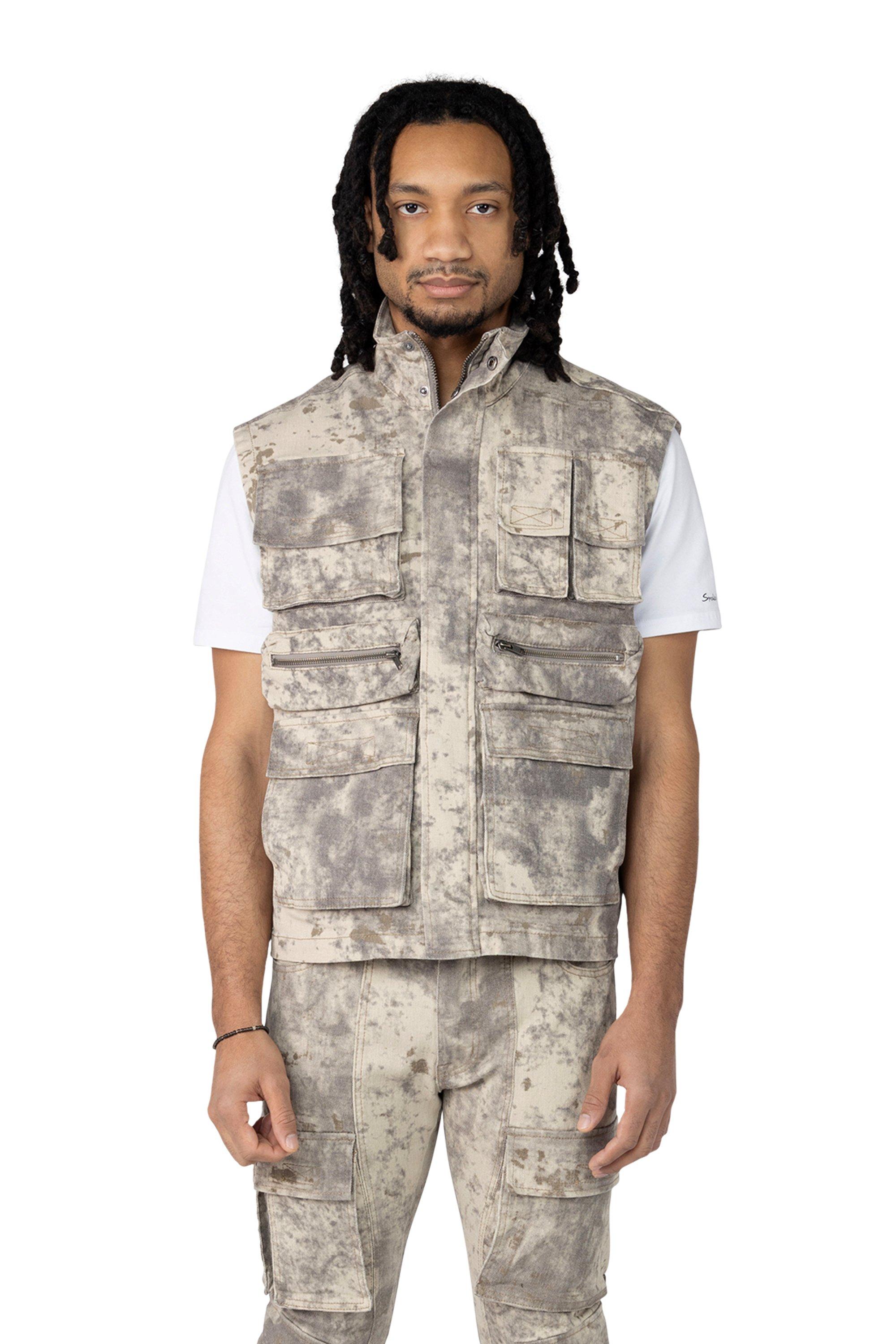 Smoke Rise Men's Twill Utility Vest - Solar Khaki - KHAKI Thumbnail View 1