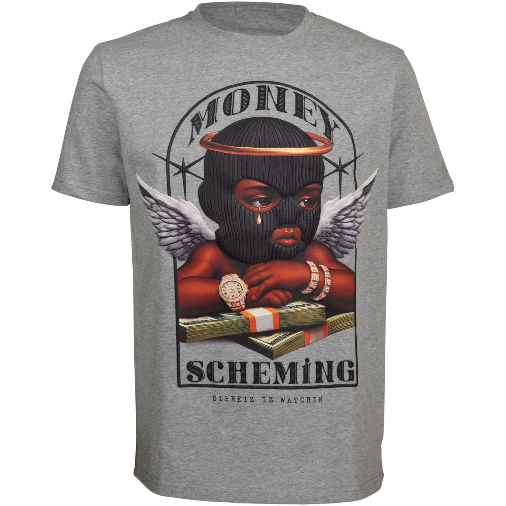 Streetz Iz Watchin Men's Money Scheming Tee - GREY Thumbnail View 1
