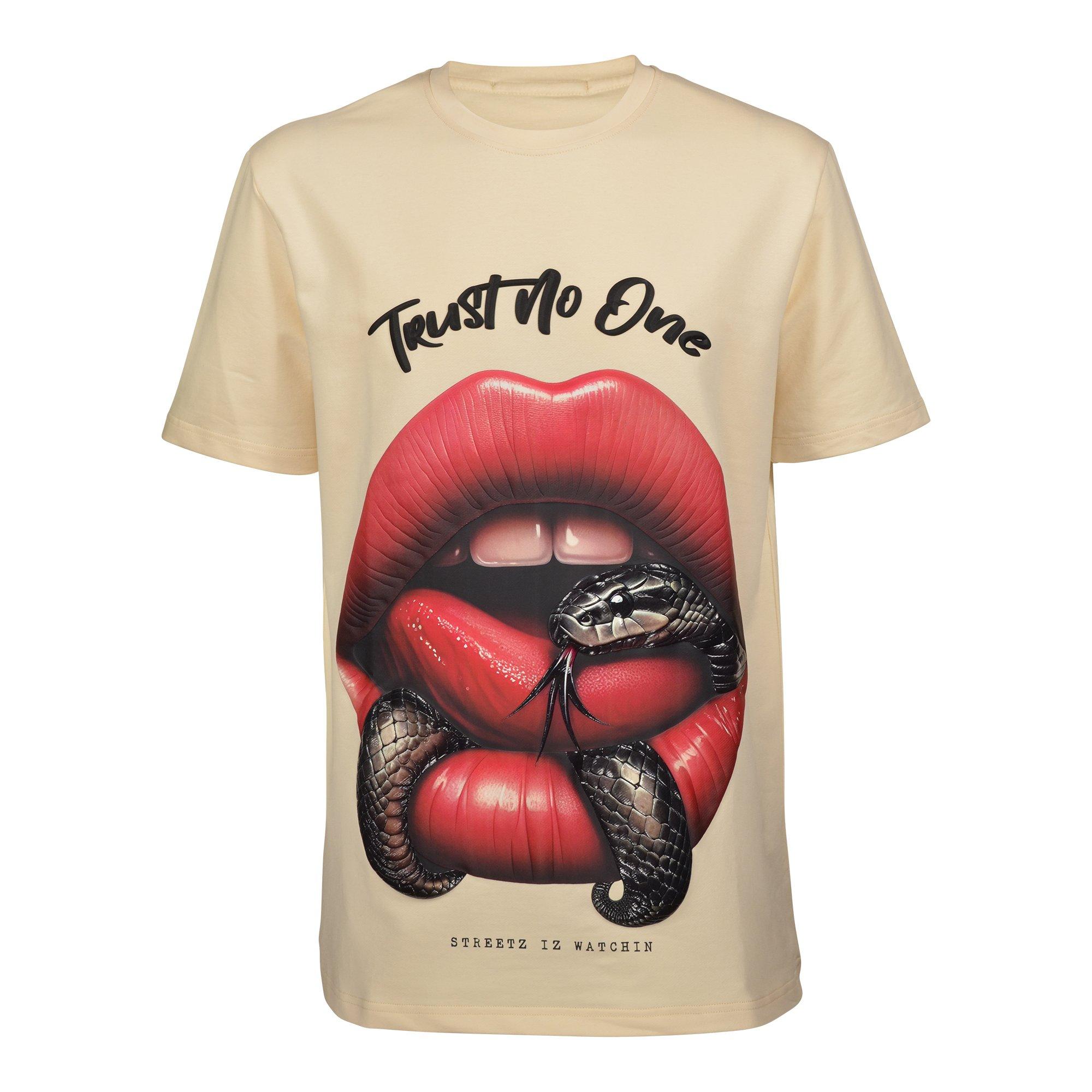 Streetz Iz Watchin Men's Trust No One Tee - CREAM Thumbnail View 1