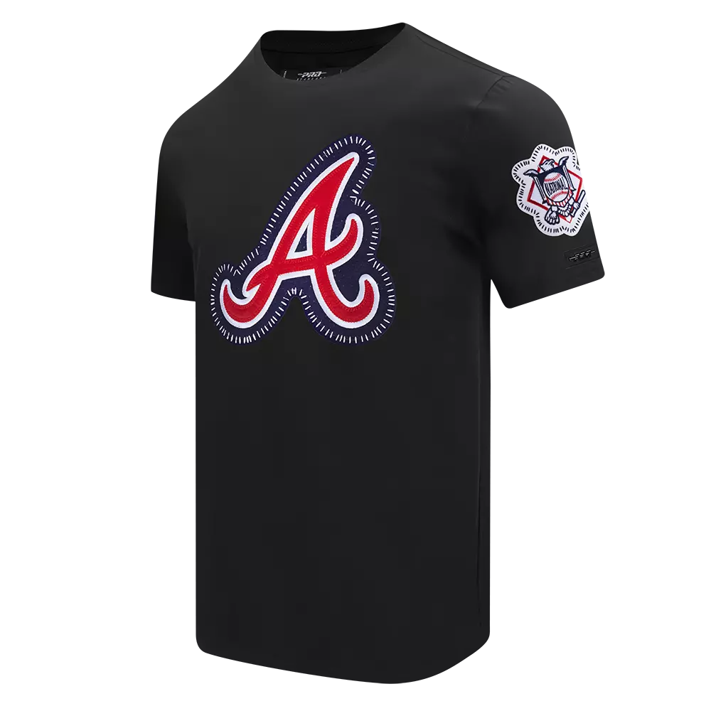 Pro Standard Men's Atlanta Braves 2025 Pick Stitch Short Sleeve Tee-Black - BLACK