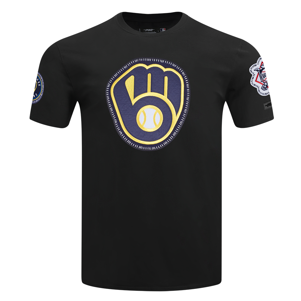 Pro Standard Men's Milwaukee Brewers 2025 Pick Stitch Short Sleeve Tee-Black - BLACK Thumbnail View 1