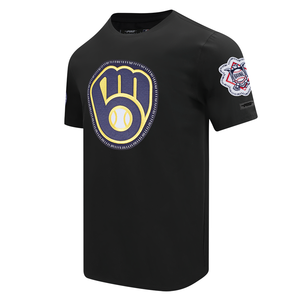 Pro Standard Men's Milwaukee Brewers 2025 Pick Stitch Short Sleeve Tee-Black - BLACK Thumbnail View 3
