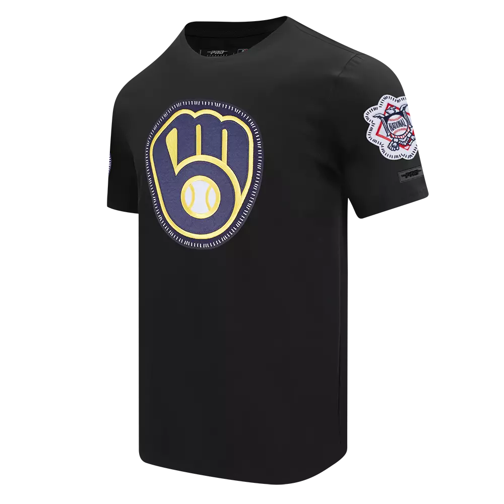 Pro Standard Men's Milwaukee Brewers 2025 Pick Stitch Short Sleeve Tee-Black - BLACK