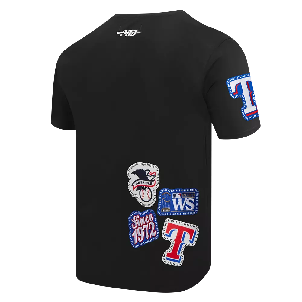 Pro Standard Men's Texas Rangers 2025 Pick Stitch Short Sleeve Tee-Black - BLACK