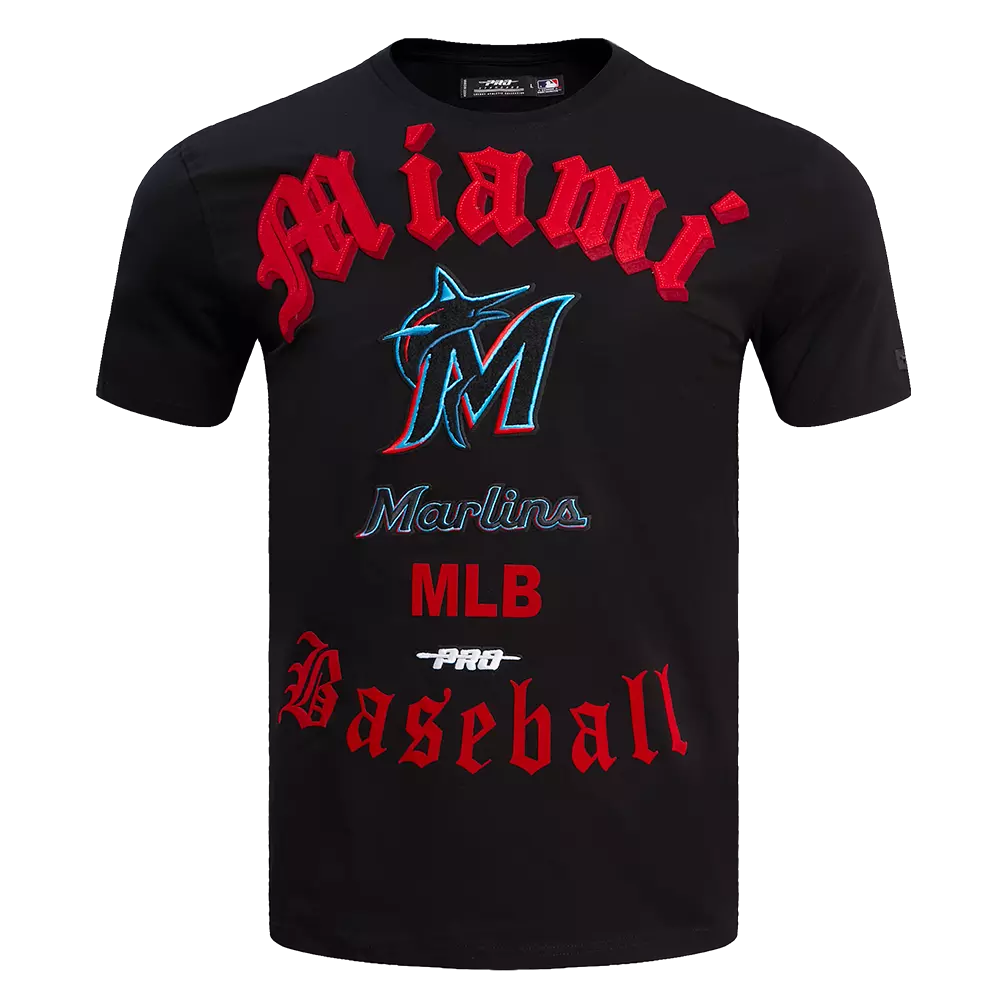 Pro Standard Men's Miami Marlins Old English Tee-Black - BLACK
