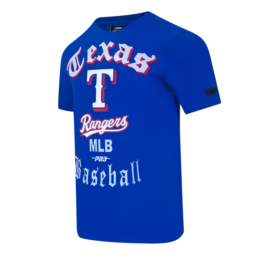 Pro Standard Men's Texas Rangers Old English Tee-Blue - BLUE