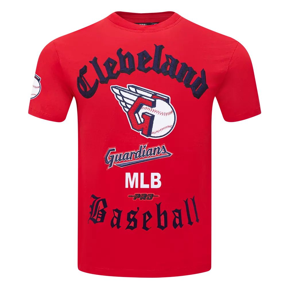 Pro Standard Men's Cleveland Guardians Old English Tee-Red - RED