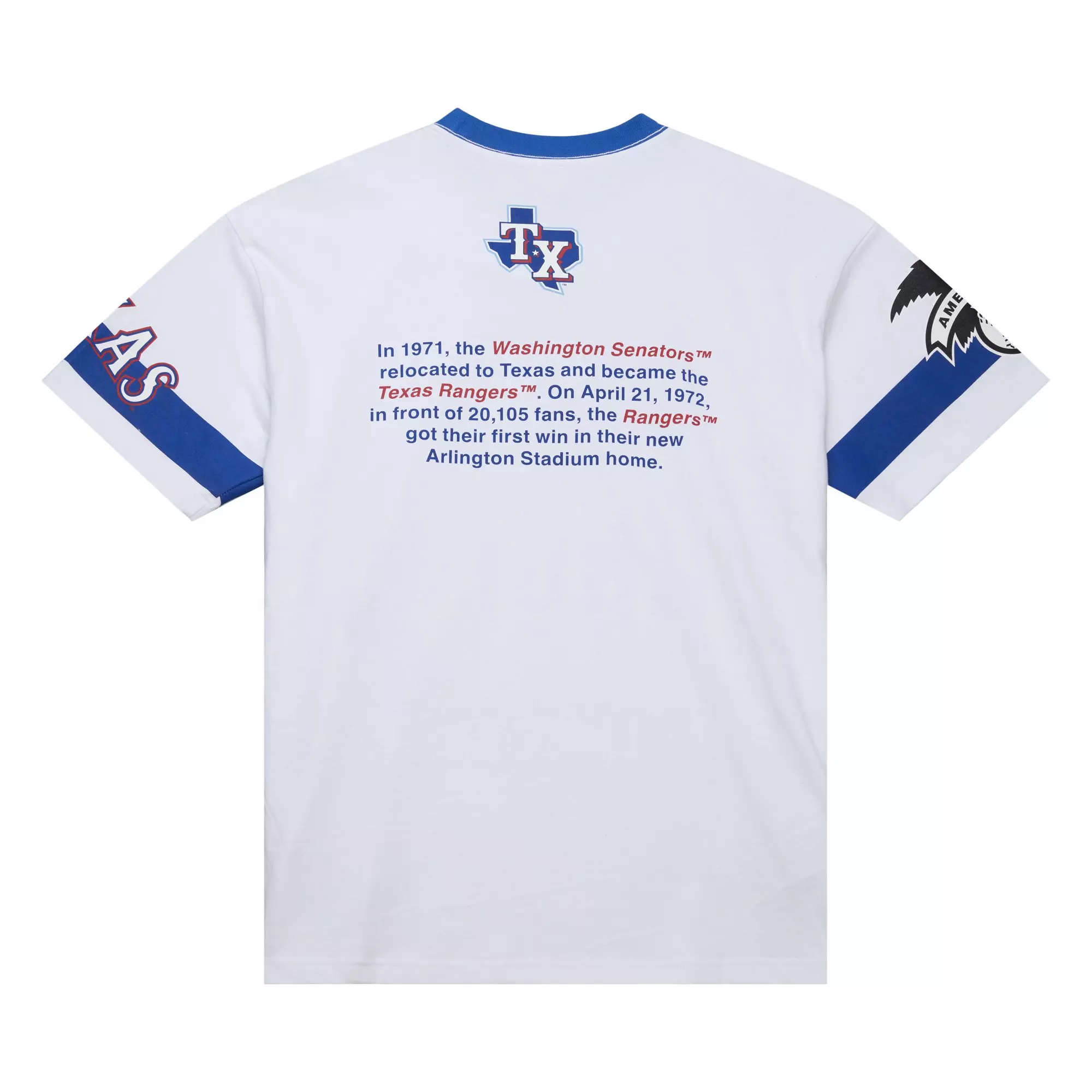Mitchell & Ness Men's Texas Rangers Current Logo Vintage Tee-White - WHITE