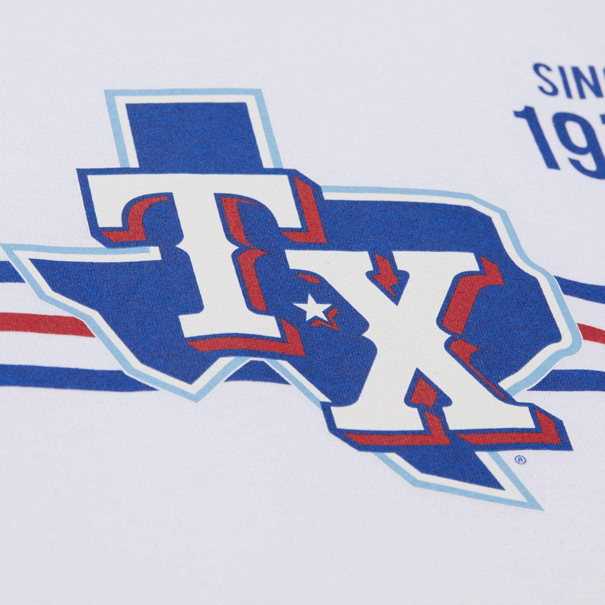 Mitchell & Ness Men's Texas Rangers Current Logo Vintage Tee-White - WHITE Thumbnail View 3