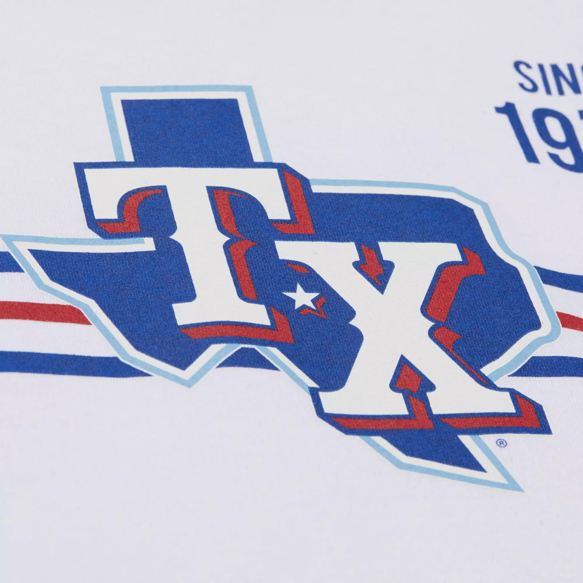 Mitchell & Ness Men's Texas Rangers Current Logo Vintage Tee-White - WHITE