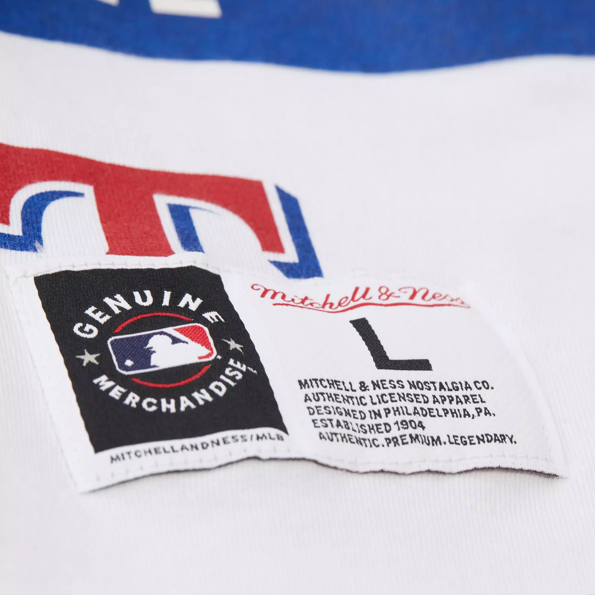 Mitchell & Ness Men's Texas Rangers Current Logo Vintage Tee-White - WHITE