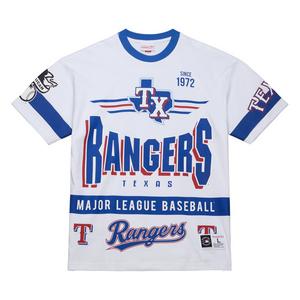 Mitchell & Ness Men's Texas Rangers Current Logo Vintage Tee-White