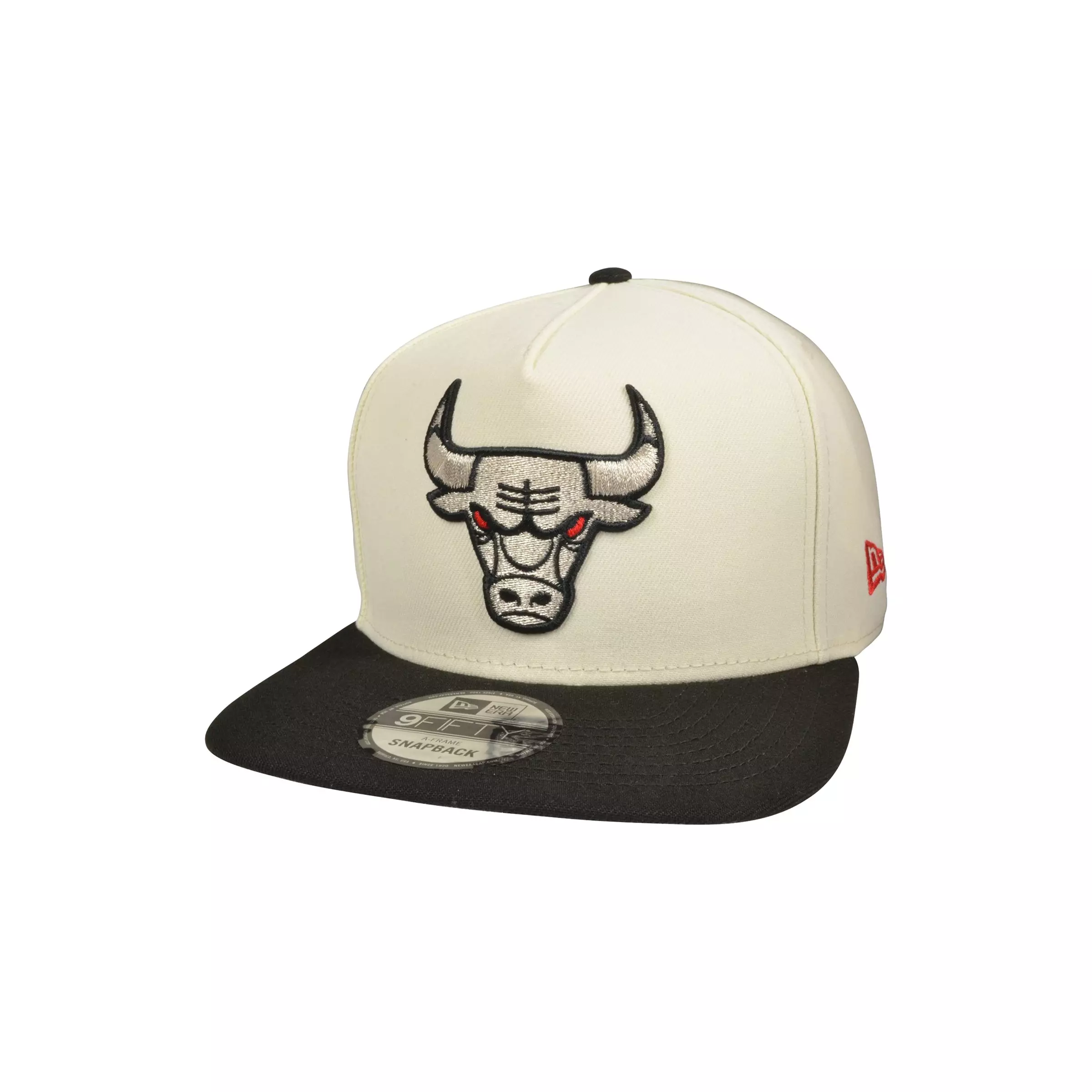 New Era Chicago Bulls 9FIFTY A-Frame Chrome Logo Snapback Hat-Off-White/Black - OFF-WHITE/BLACK