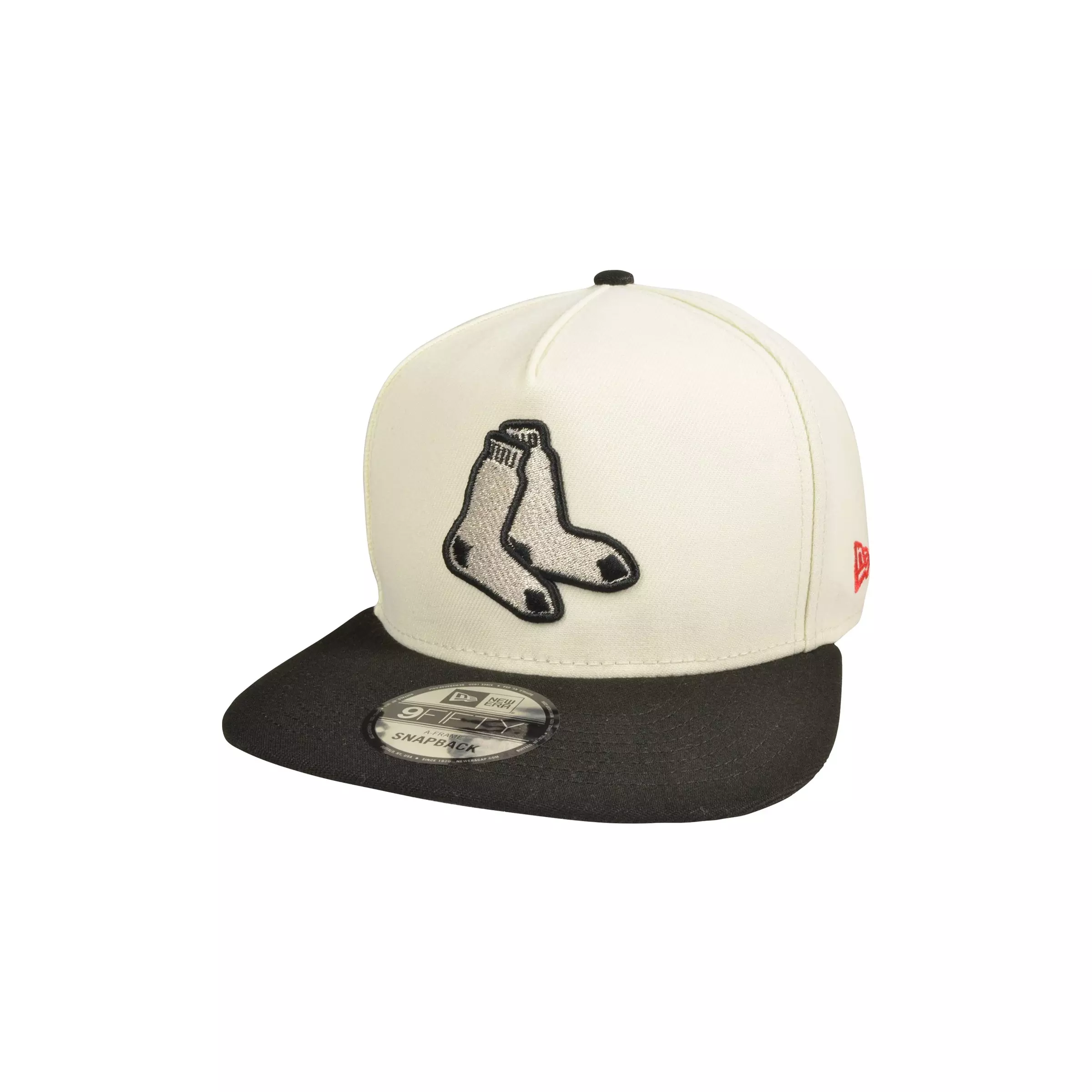 New Era Boston Red Sox 9FIFTY A-Frame Chrome Logo Snapback Hat-Off-White/Black - OFF-WHITE/BLACK