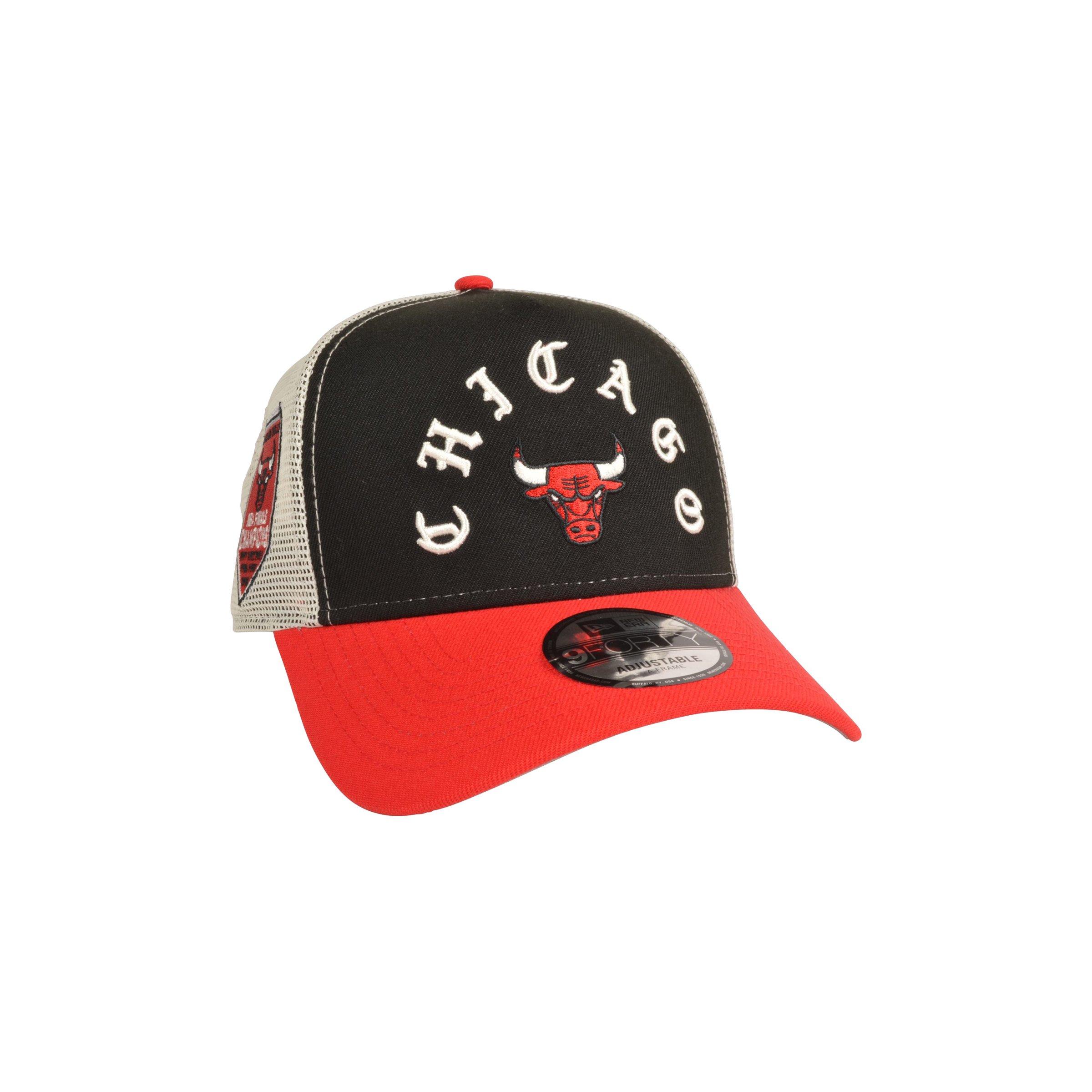 Men's New Era Chicago Bulls 9FORTY A-Frame Blood Line Snapback Hat-Black/Red
