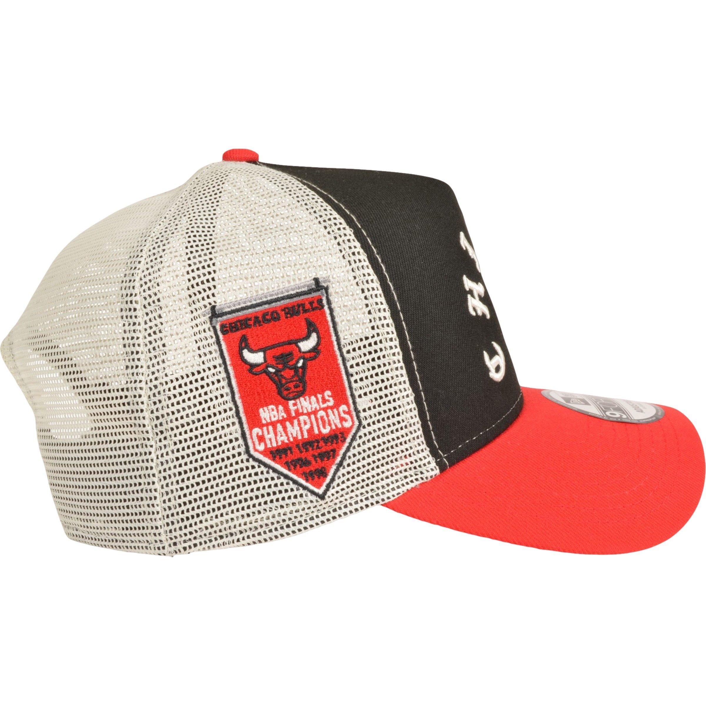 Men's New Era Chicago Bulls 9FORTY A-Frame Blood Line Snapback Hat-Black/Red