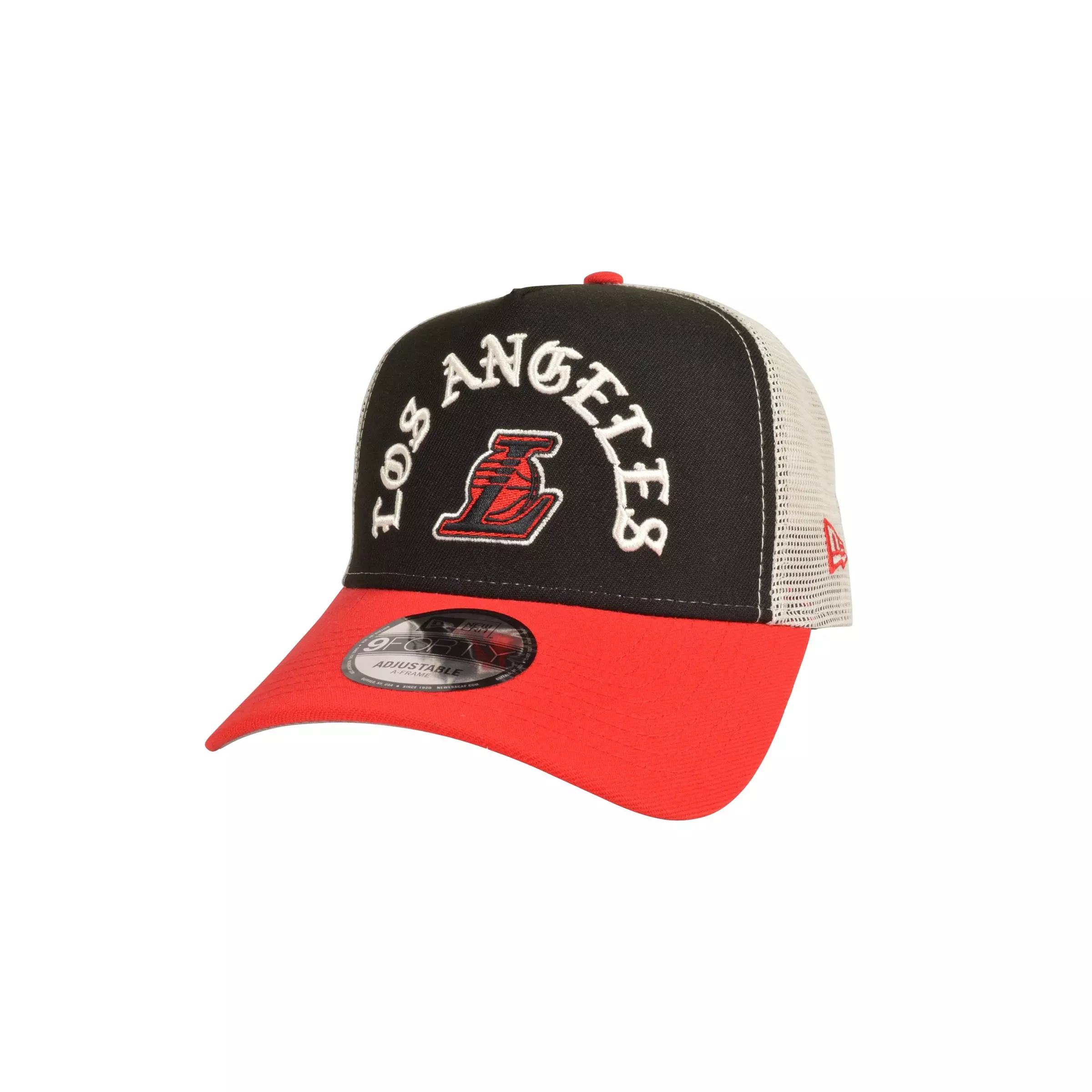 New Era Los Angeles Lakers 9FORTY A-Frame Blood Line Snapback Hat-Black/Red - BLACK/RED