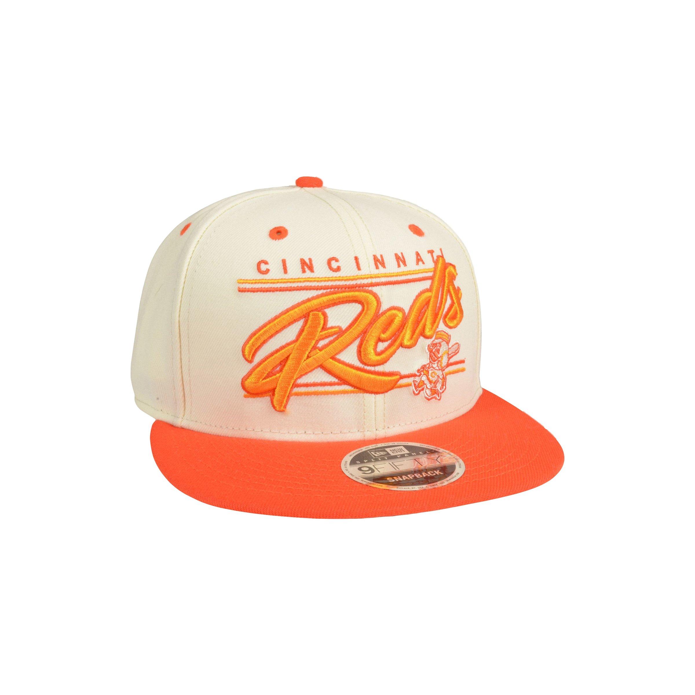 Men's New Era 9FIFTY Cincinnati Reds Safety Orange Snapback Hat-Cream