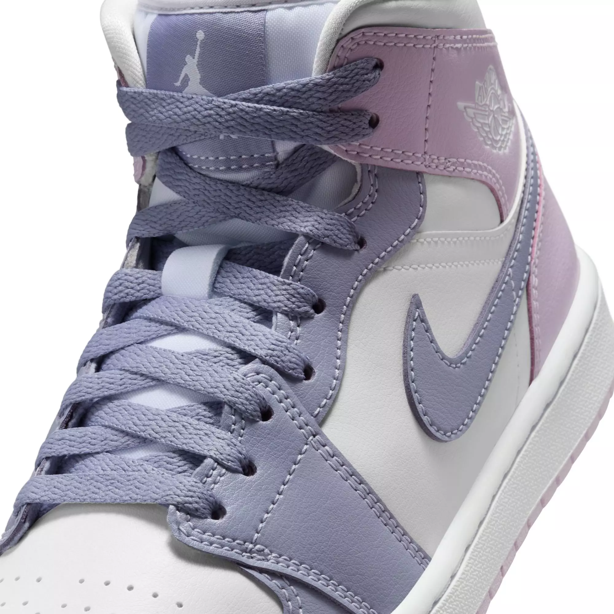 Jordan 1 Mid "Indigo Haze/Doll/White" Women's Shoe - WHITE/LT PURPLE