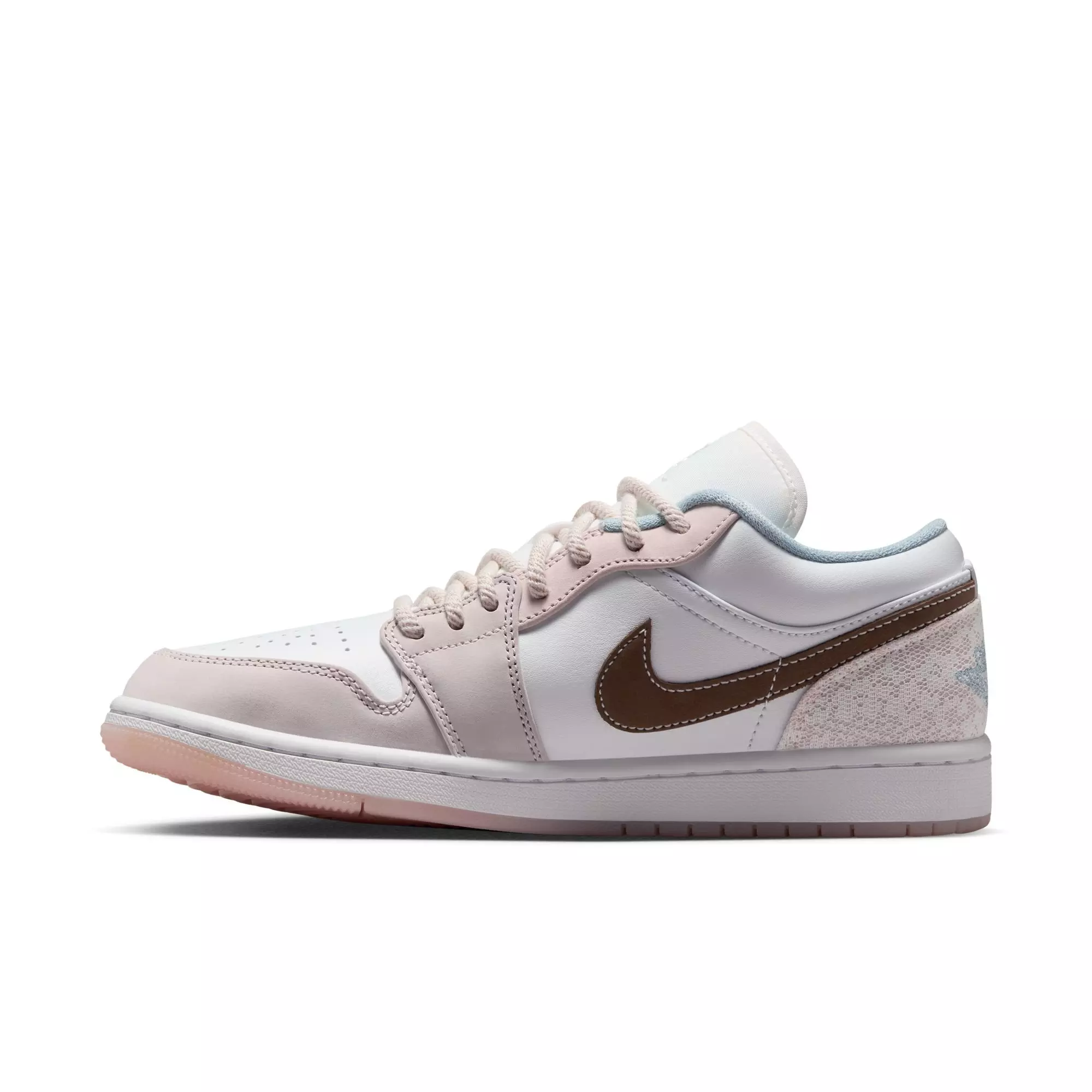 Jordan 1 Low "White/Ironstone/Light Soft Pink" Women's Shoe - WHITE/GREY