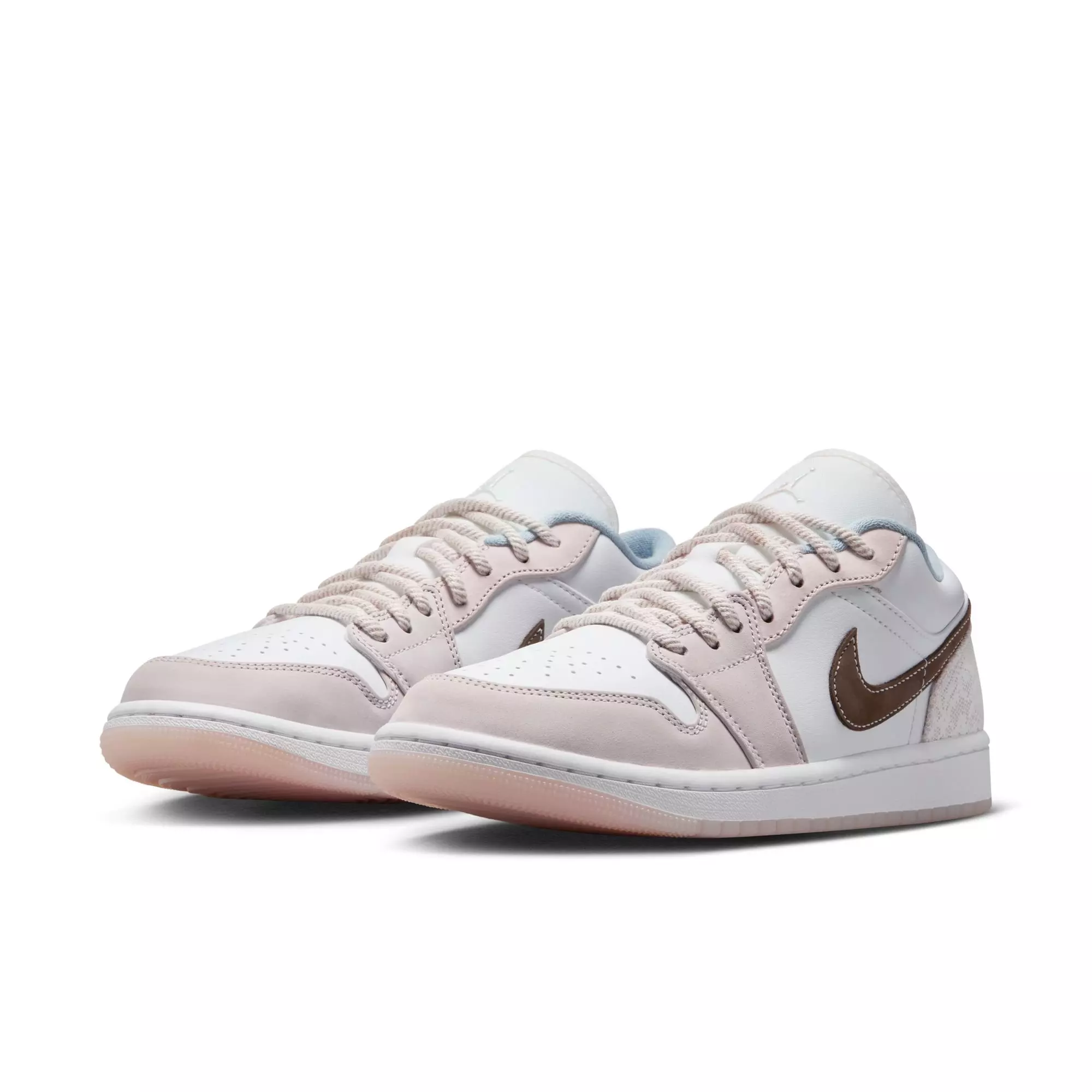 Jordan 1 Low "White/Ironstone/Light Soft Pink" Women's Shoe - WHITE/GREY